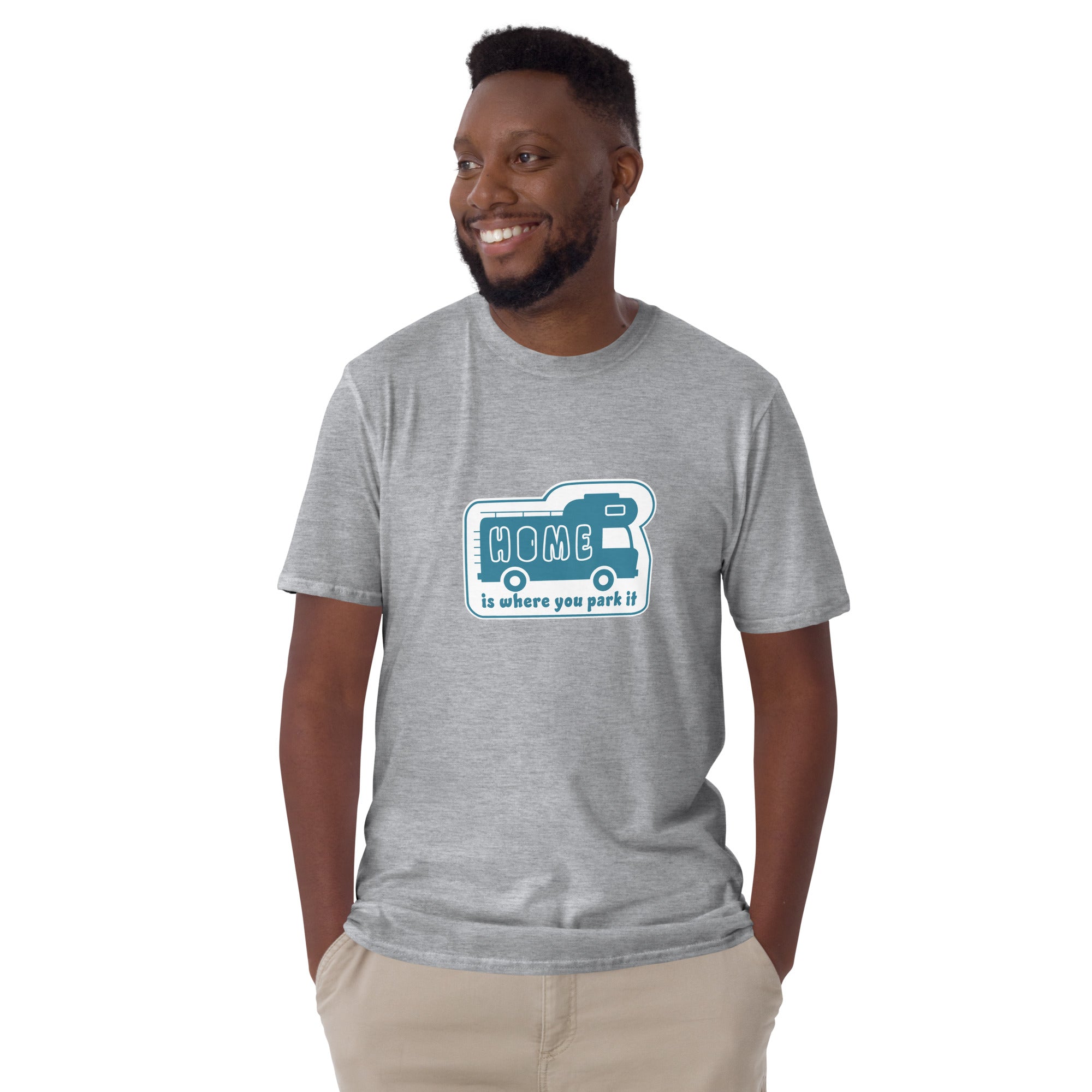 T-shirt softstyle en coton Blue Camper Van Home is where you park it