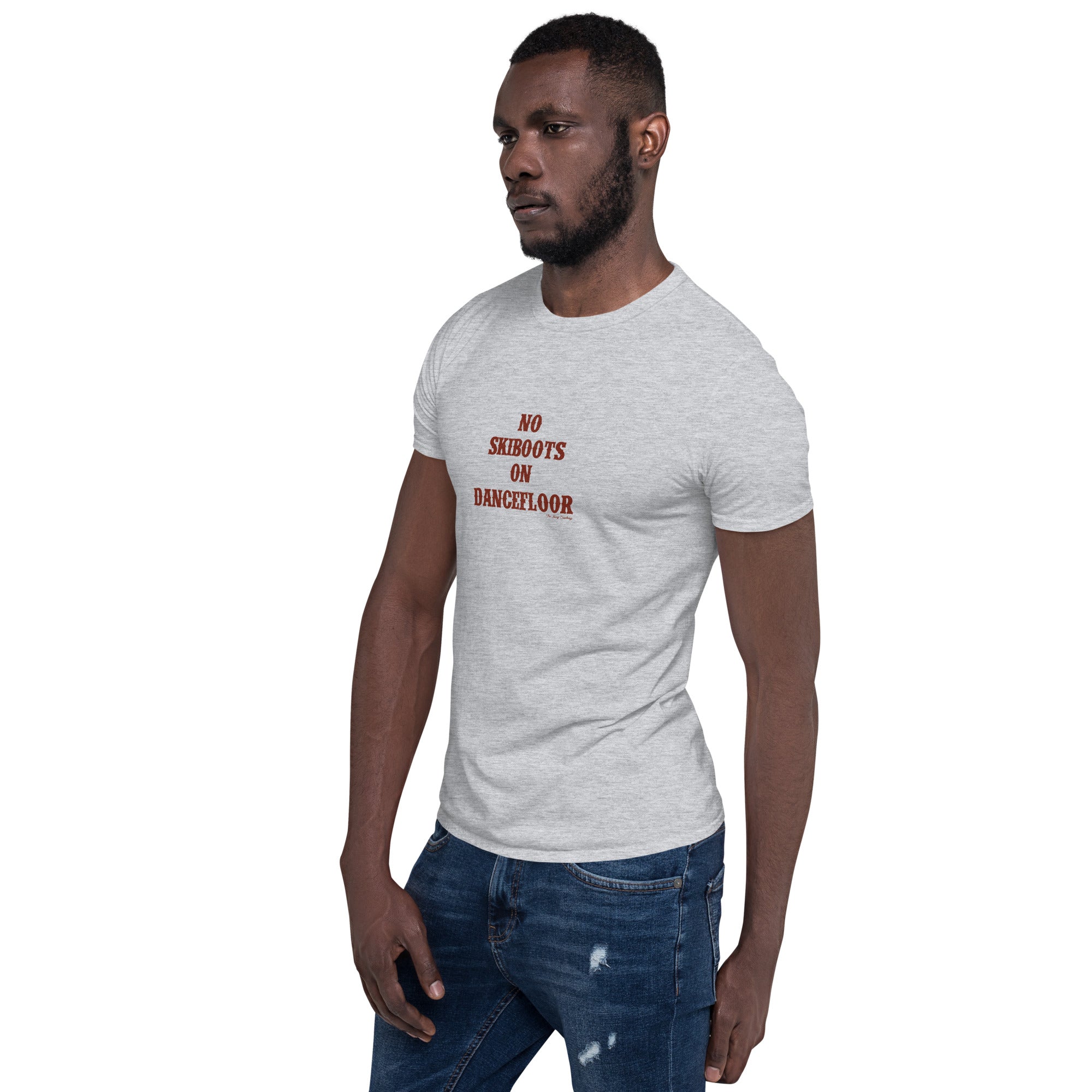 T-shirt softstyle en coton No Skiboots on Dancefloor sur fond clair