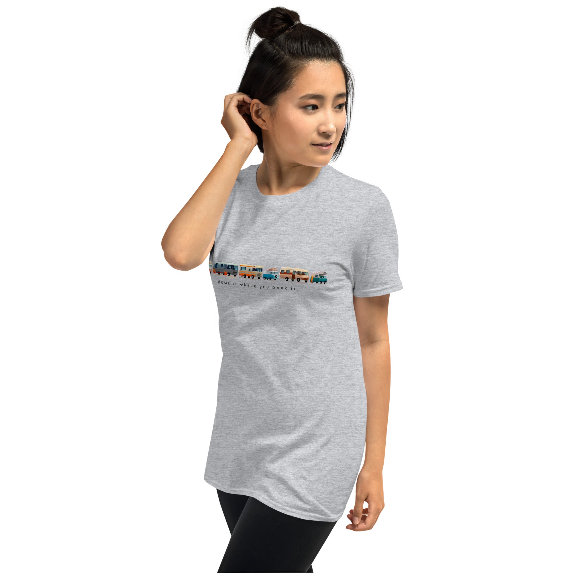 Softstyle Cotton T-Shirt Vintage Campers: Home is where you park it on light colors