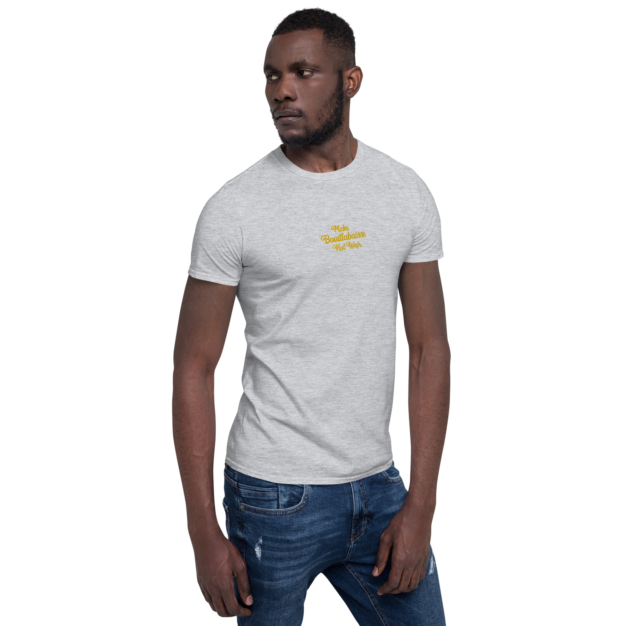 T-shirt softstyle en coton Make Bouillabaisse Not War brodé