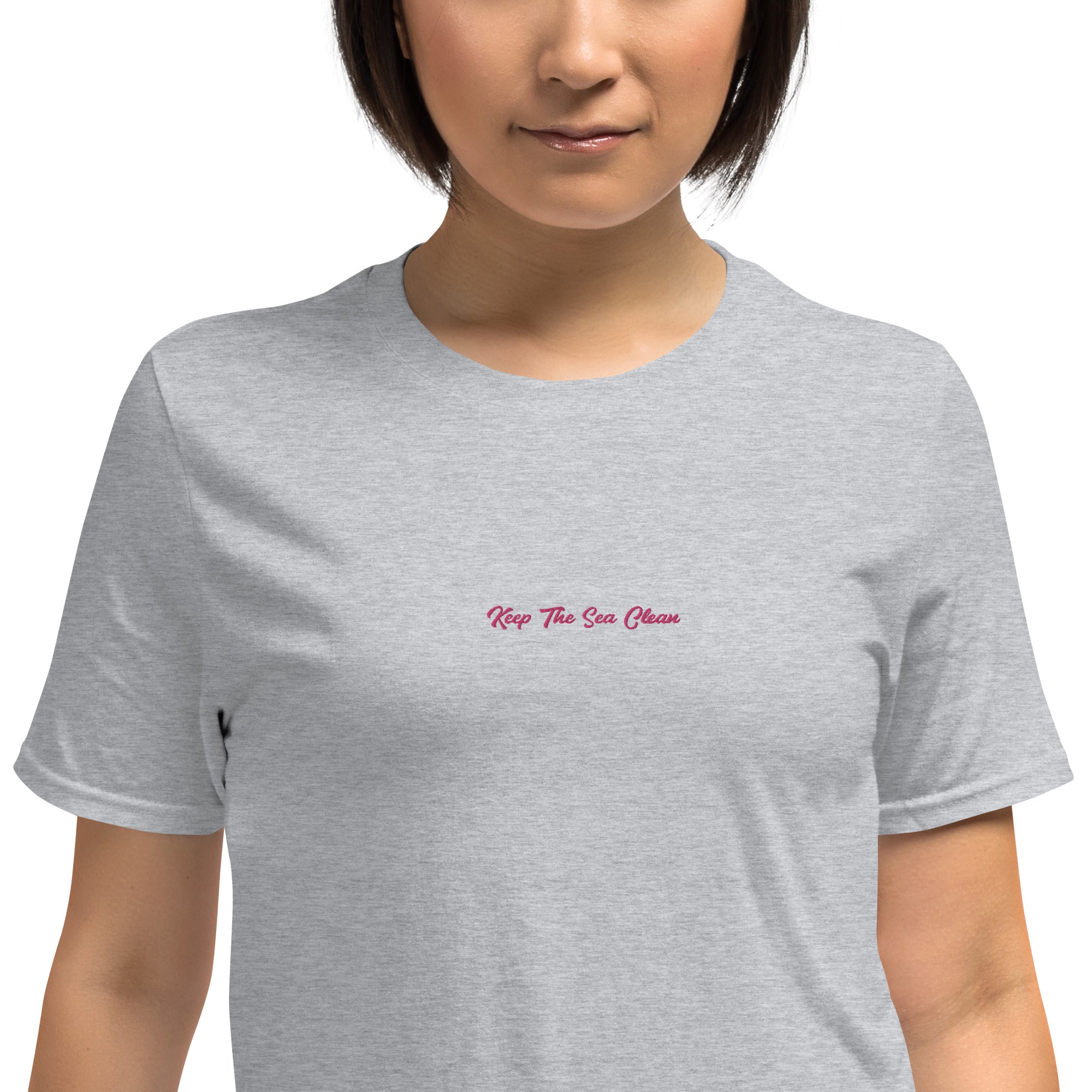 T-shirt softstyle en coton Keep The Sea Clean Flamingo brodé