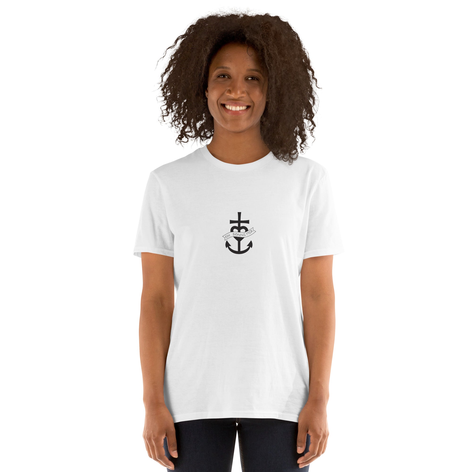 T-shirt softstyle en coton Croix de Camargue noire Oh Bonne Mer