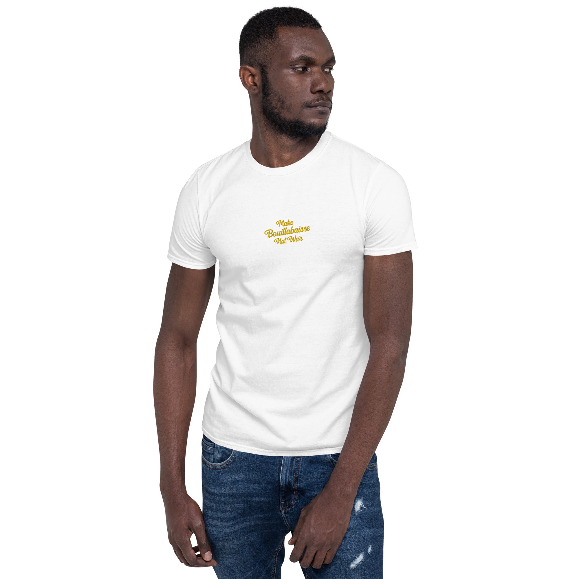 T-shirt softstyle en coton Make Bouillabaisse Not War brodé