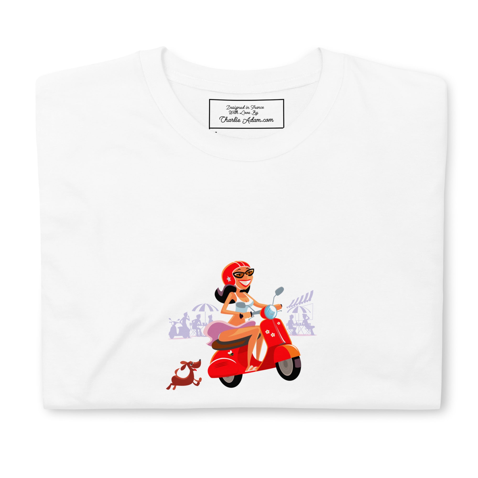 Softstyle Cotton T-Shirt Vespa Girl in St Tropez