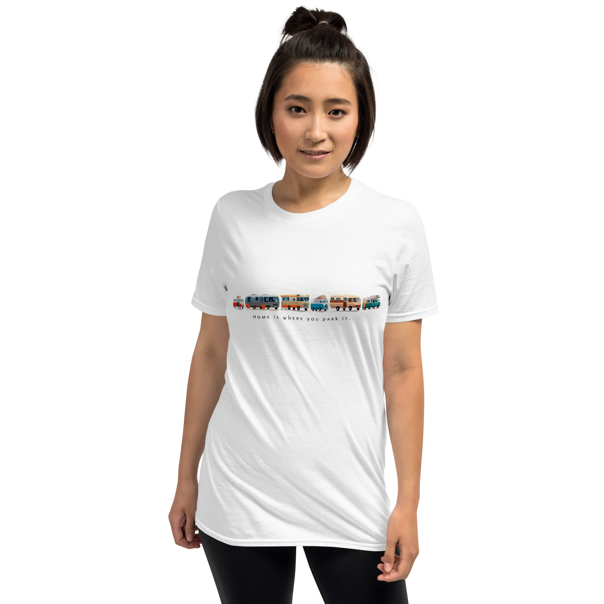 Softstyle Cotton T-Shirt Vintage Campers: Home is where you park it on light colors