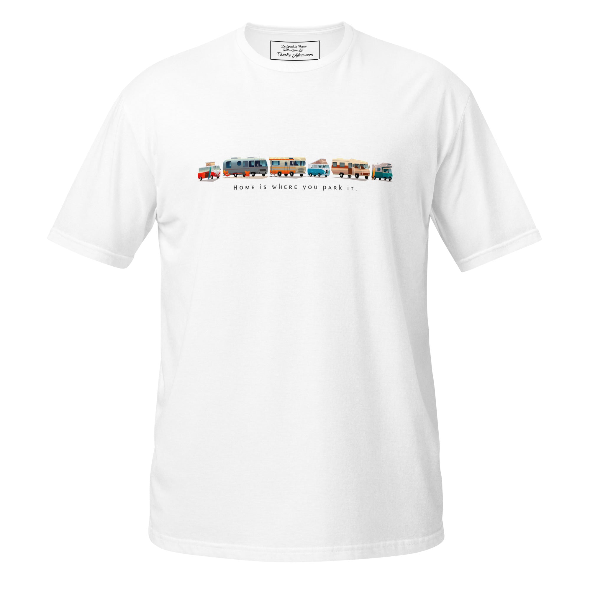 T-shirt softstyle en coton Vintage Campers: Home is where you park it sur couleurs claires