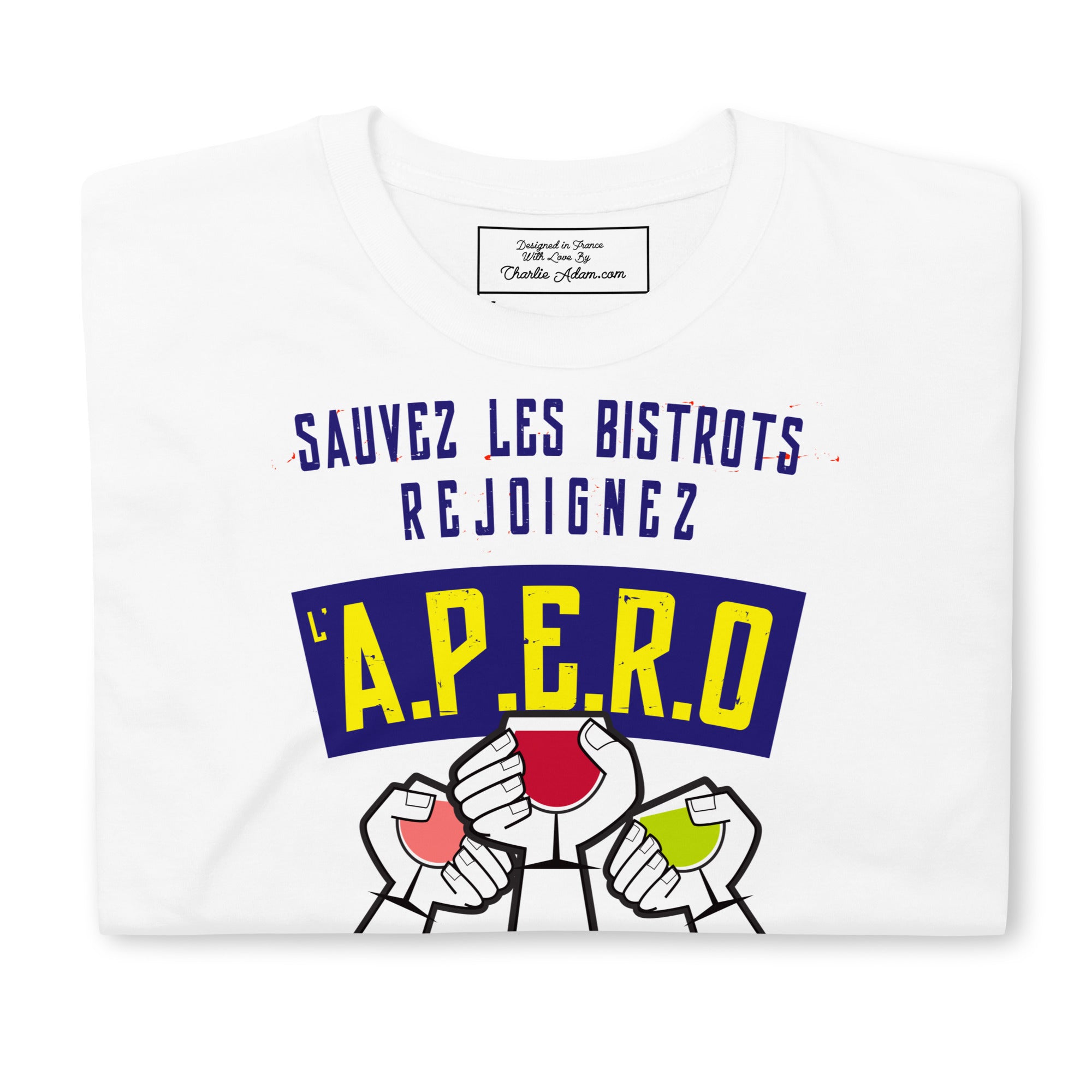 T-shirt softstyle en coton Sauvez les Bistrots, rejoignez l'Apéro sur couleurs claires