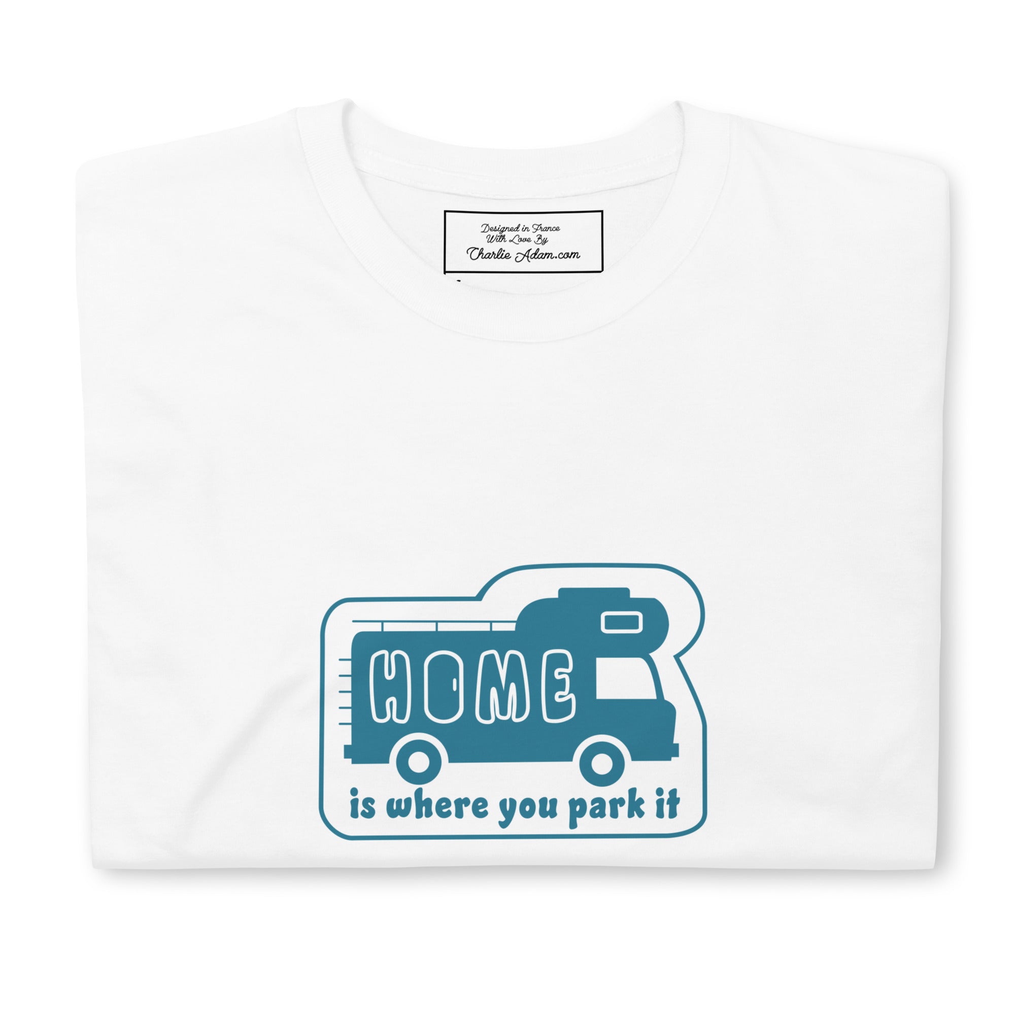 T-shirt softstyle en coton Blue Camper Van Home is where you park it