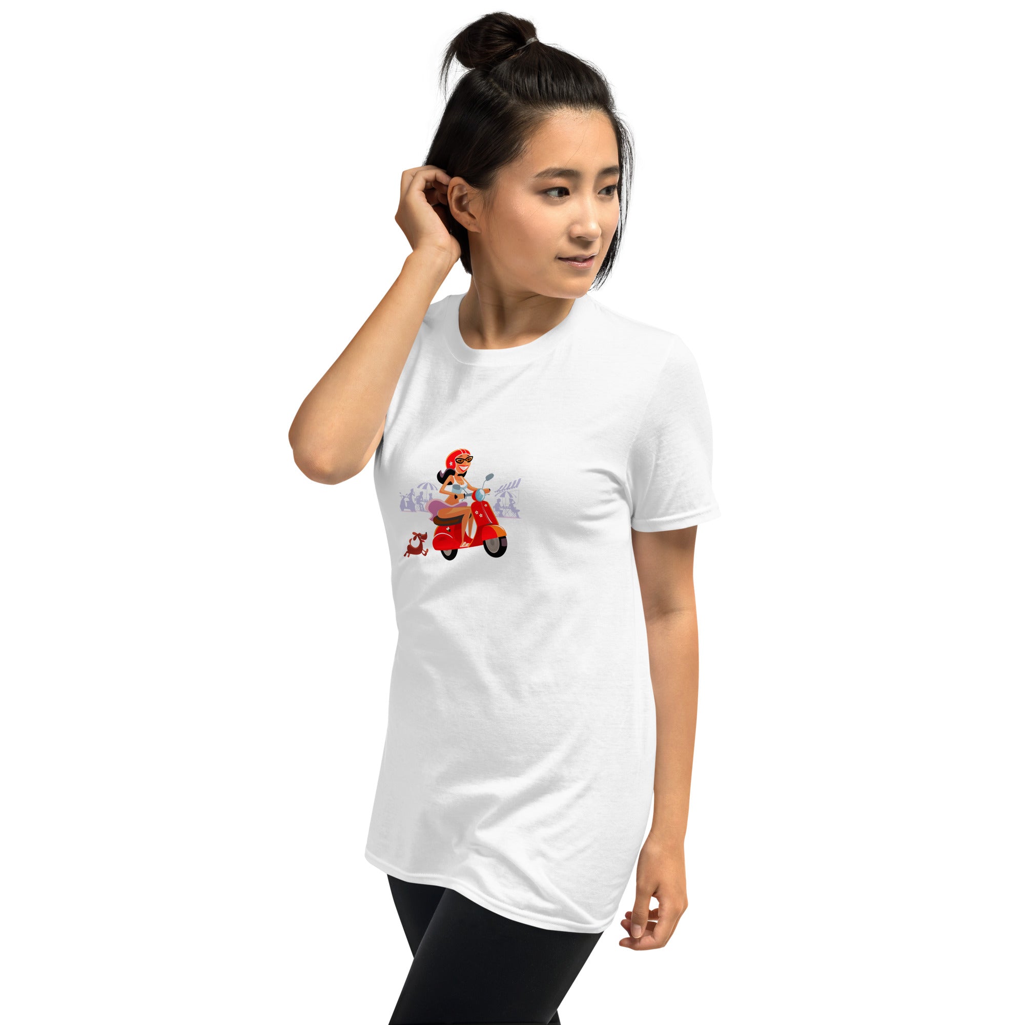 Softstyle Cotton T-Shirt Vespa Girl in St Tropez