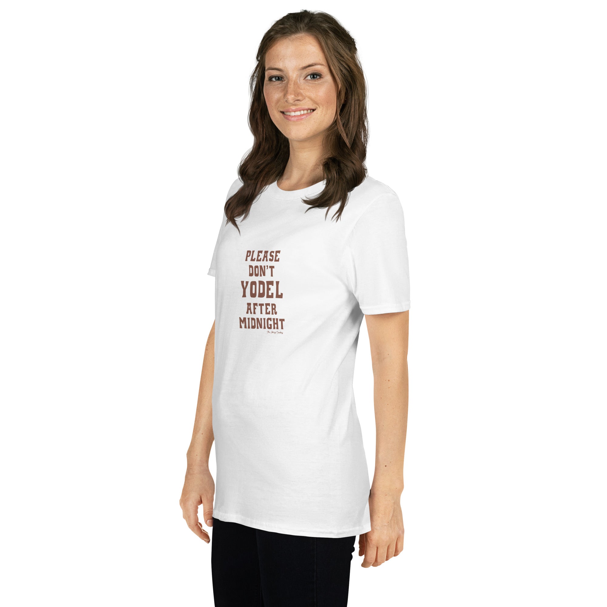 T-shirt softstyle en coton Don't Yodel After Midnight sur fond clair