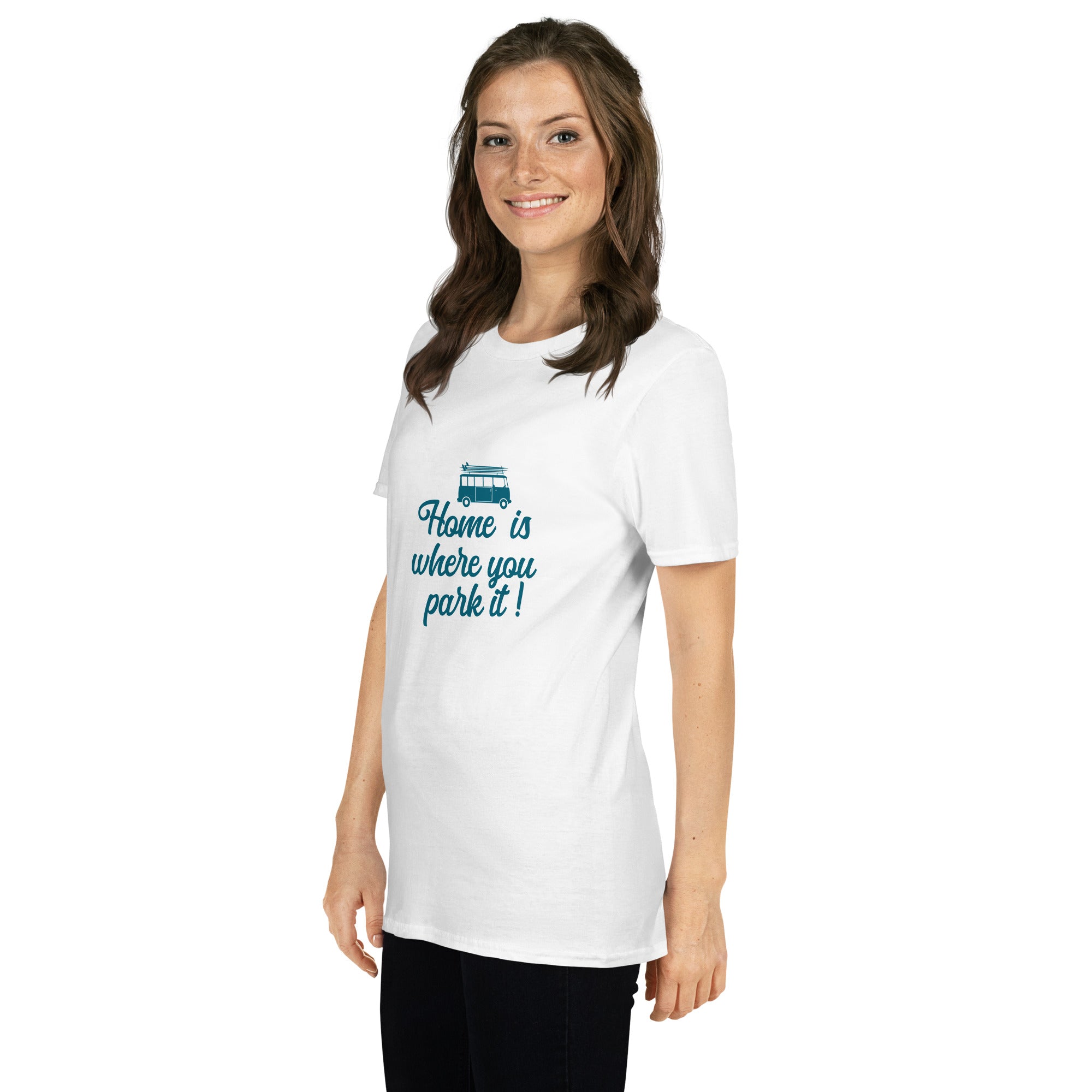 Softstyle Cotton T-Shirt Blue Surf Combi Home is where you park it