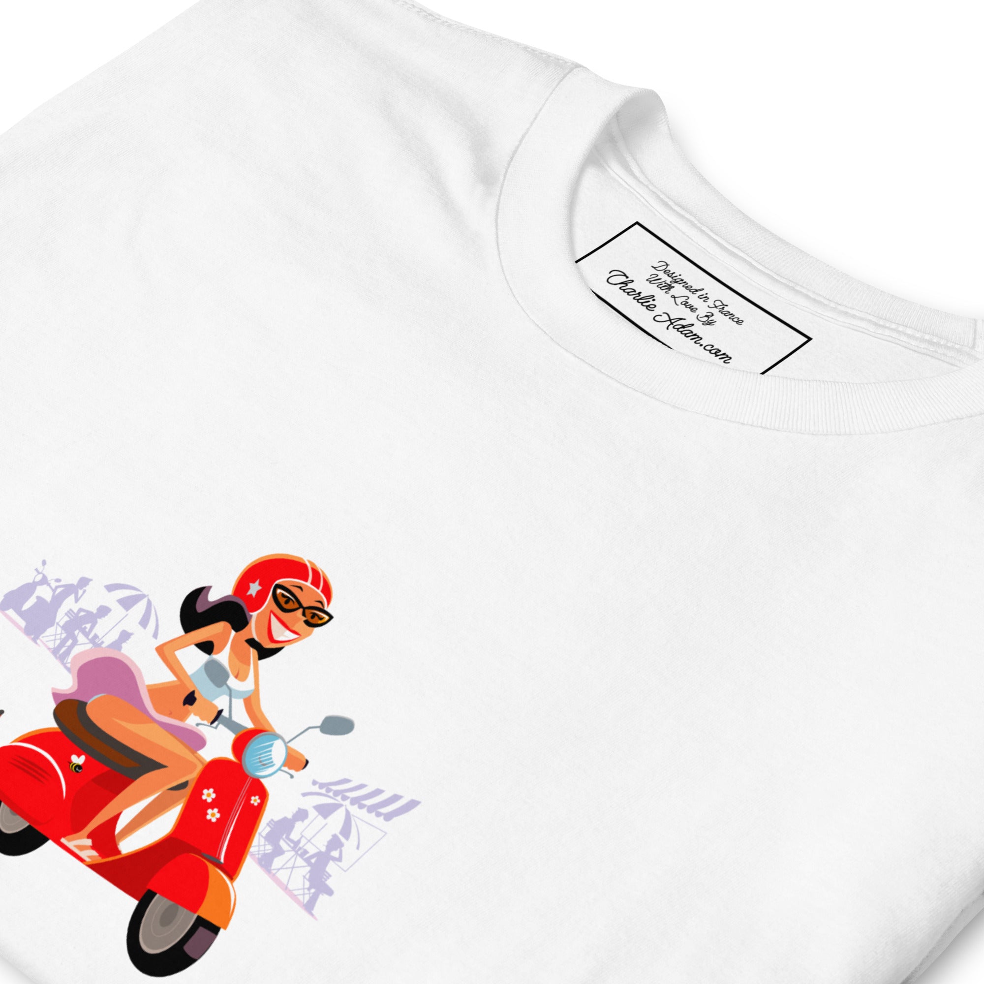 Softstyle Cotton T-Shirt Vespa Girl in St Tropez