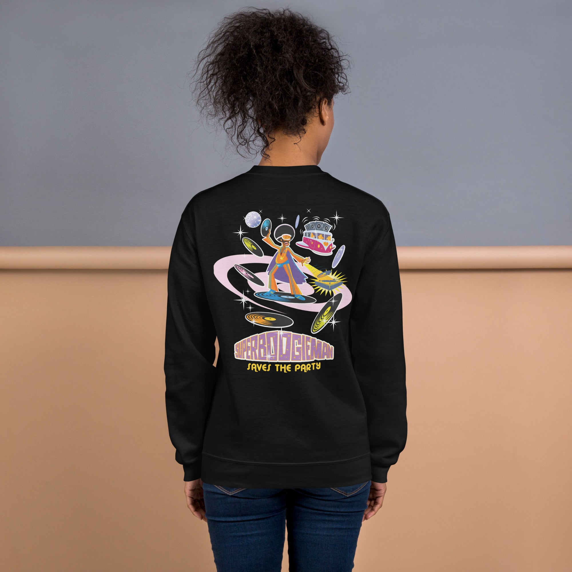 Unisex Sweatshirt Superboogieman on dark colors (front & back)