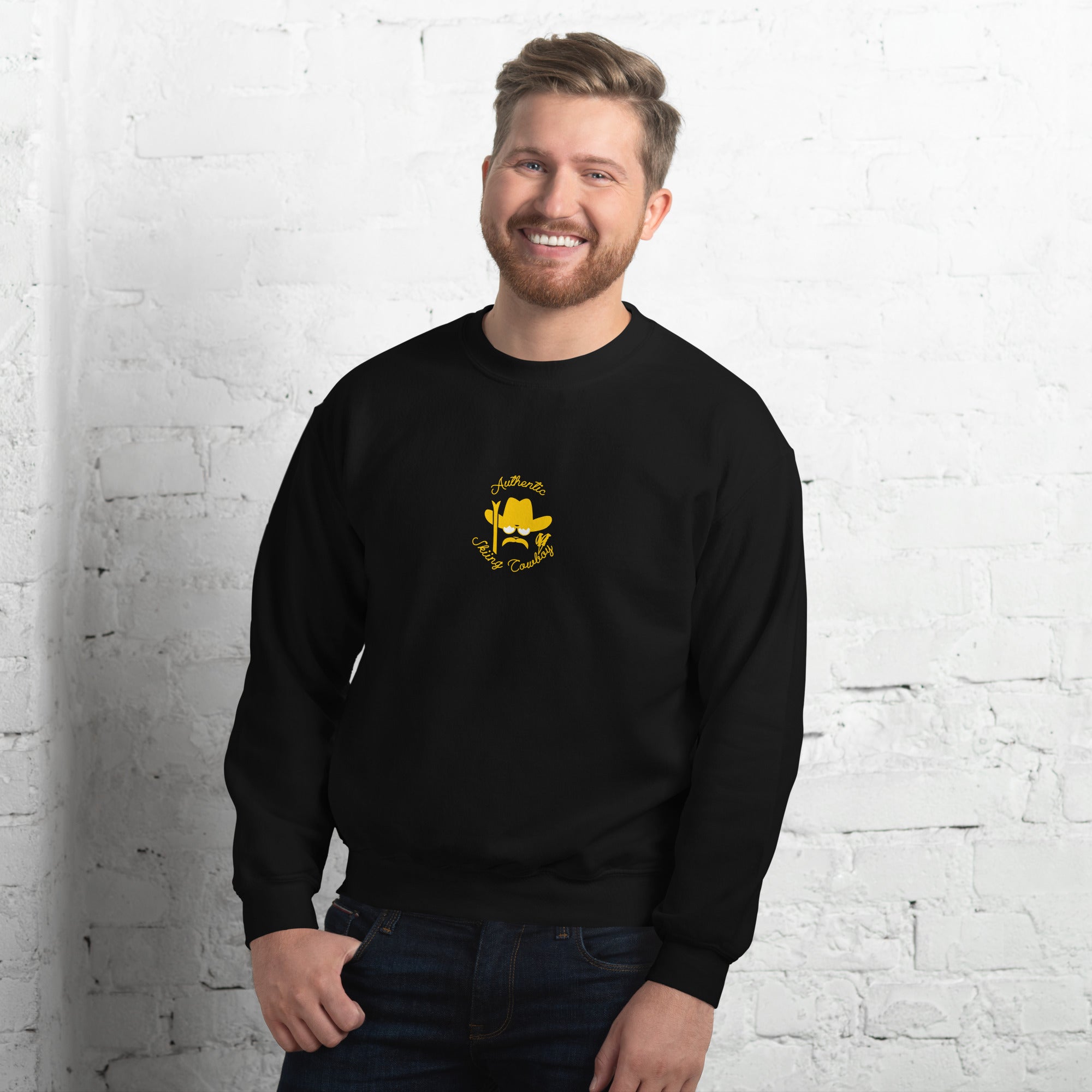 Unisex Sweatshirt Authentic Skiing Cowboy Gold