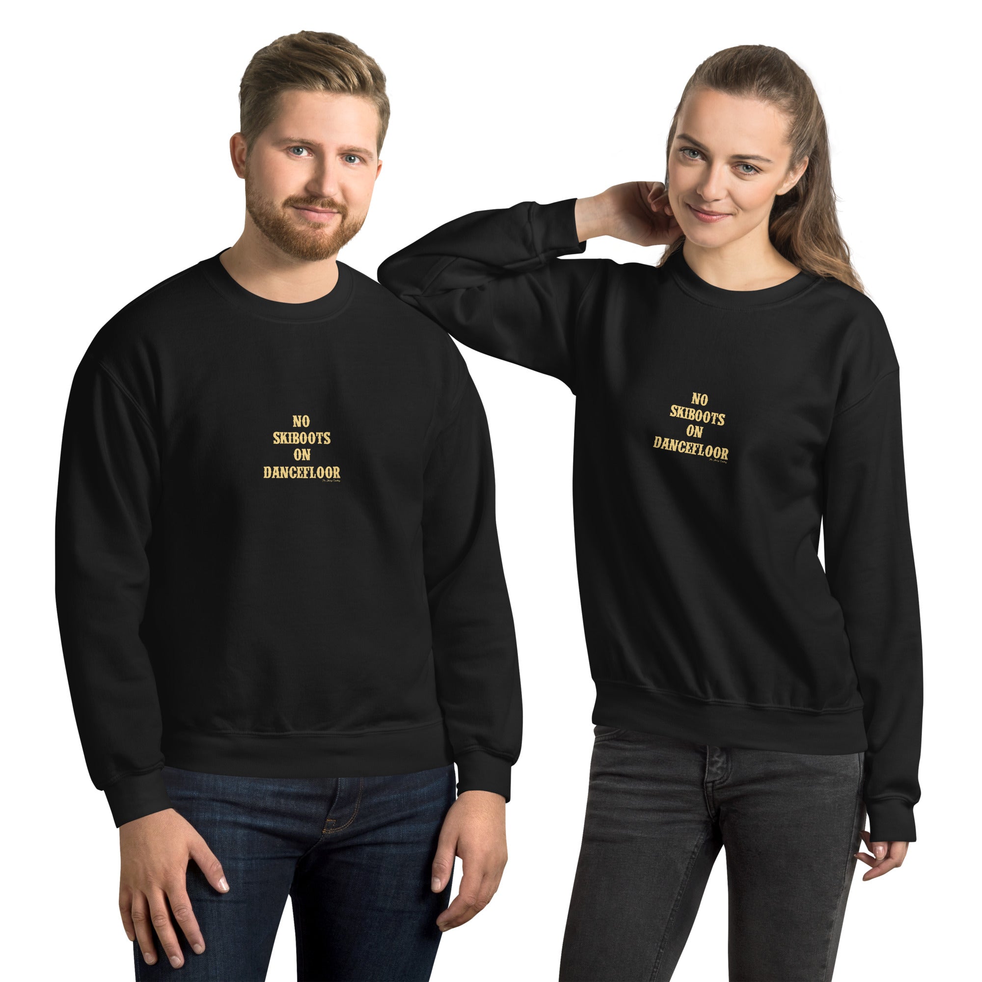 Unisex Sweatshirt No Skiboots on Dancefloor light text