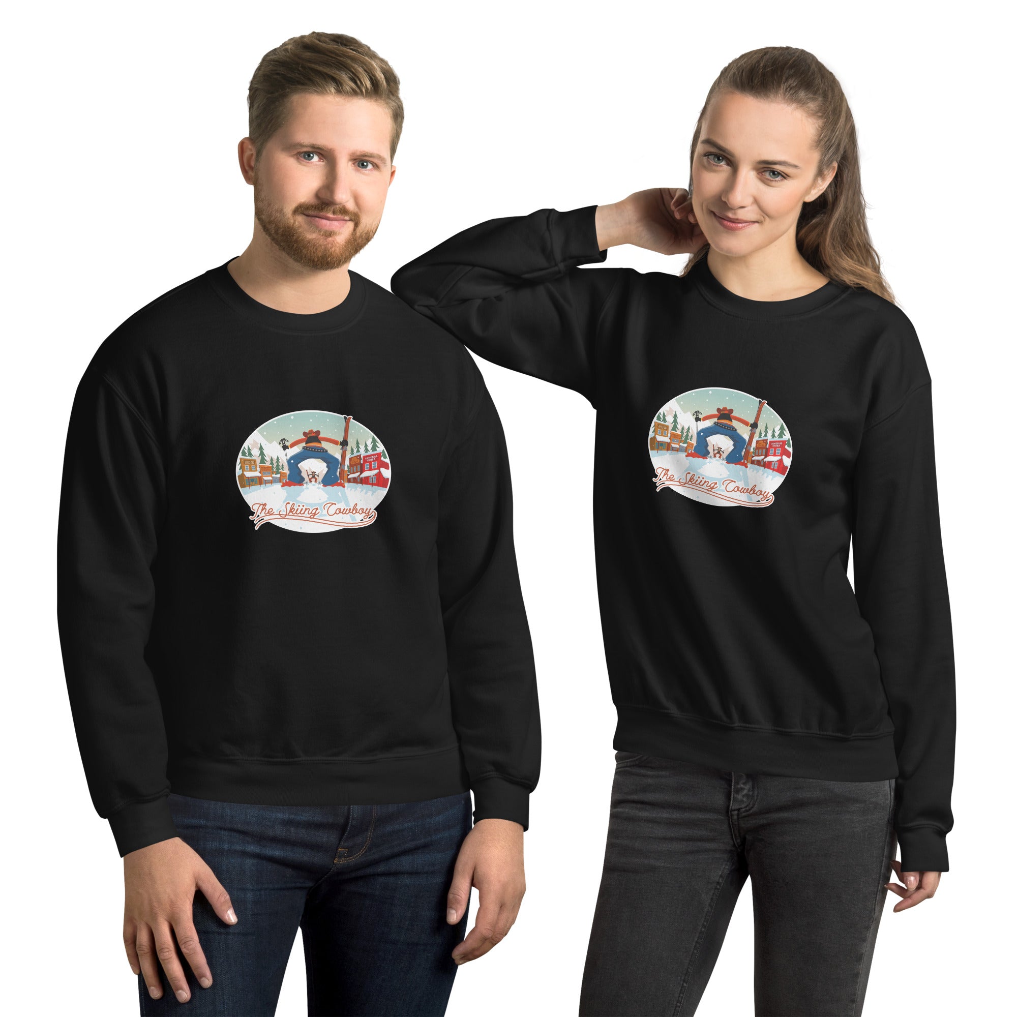 Unisex Sweatshirt Ski Fight at OK Corral on dark colors (front & back)