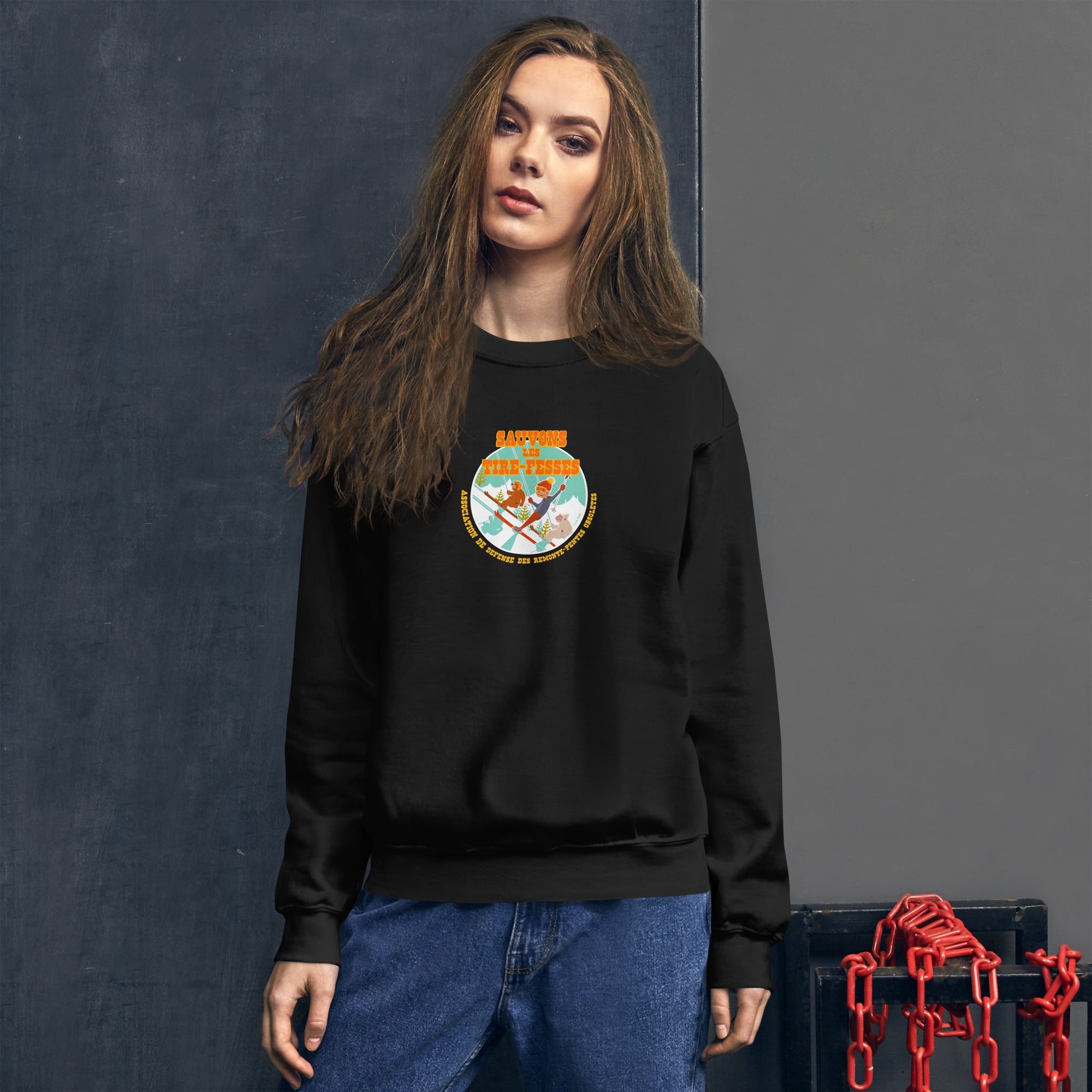 Unisex Sweatshirt Sauvons les Tires-fesses on dark colors (front & back)