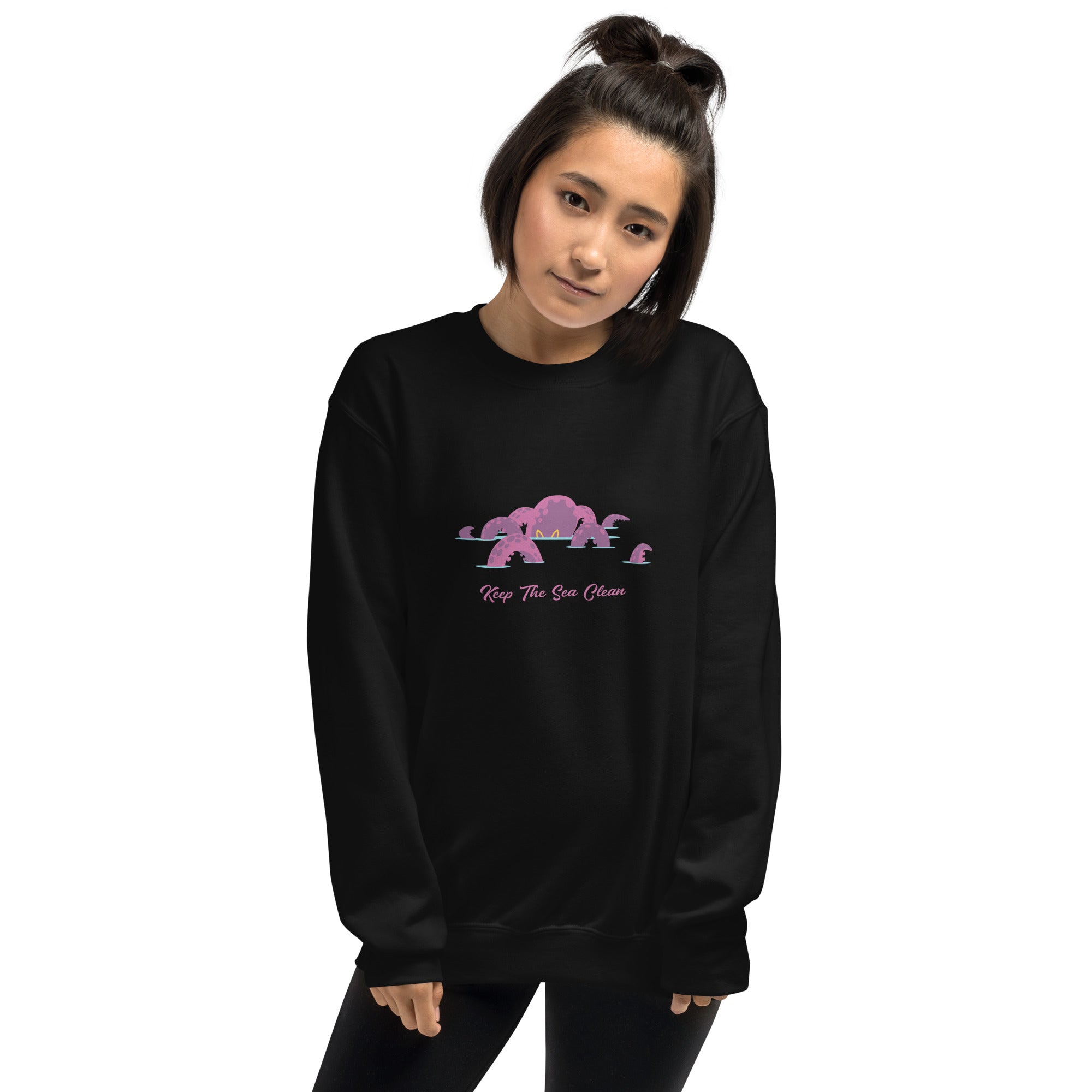 Sweat Unisexe à Col Rond Octopus Purple sur couleurs foncées