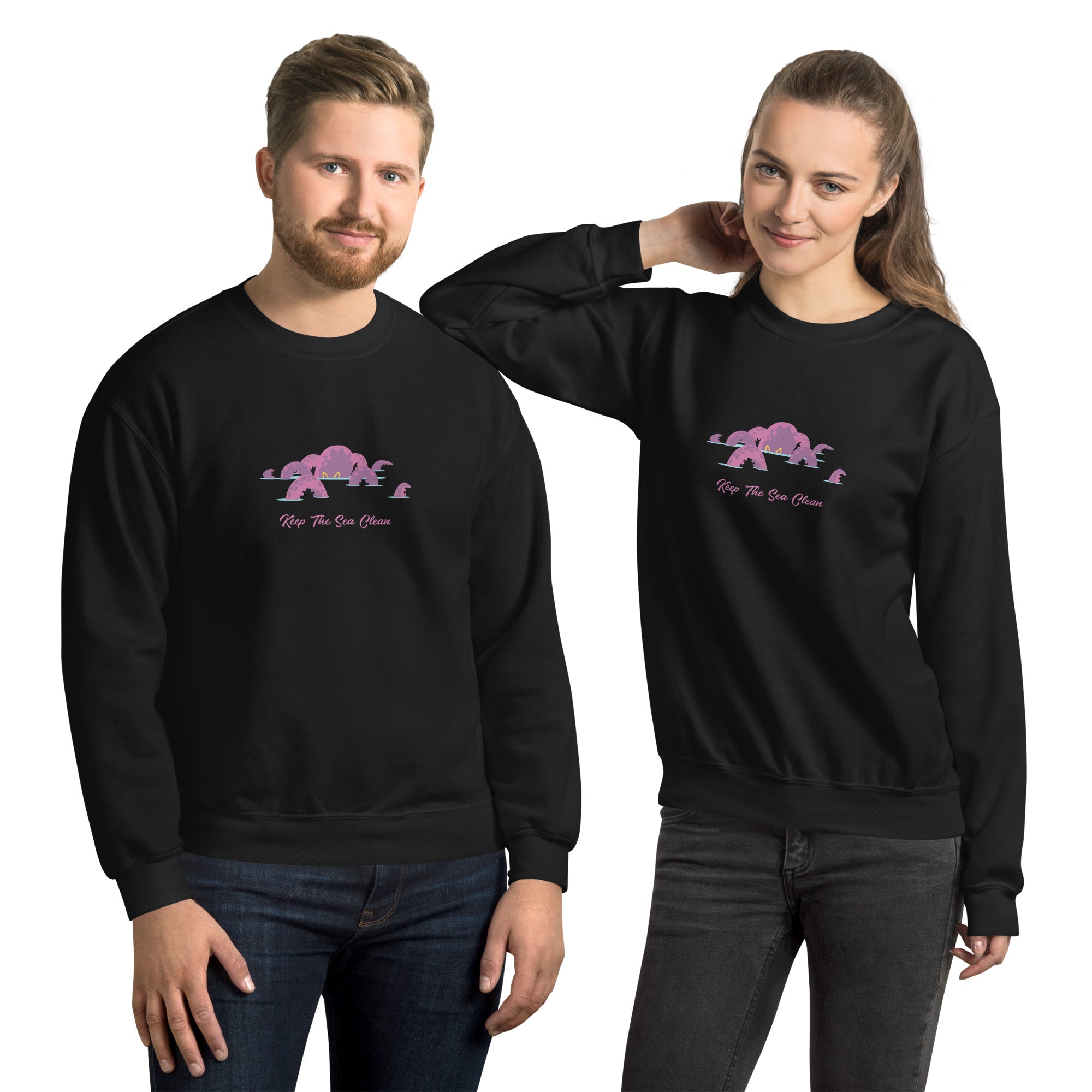 Sweat Unisexe à Col Rond Octopus Purple sur couleurs foncées