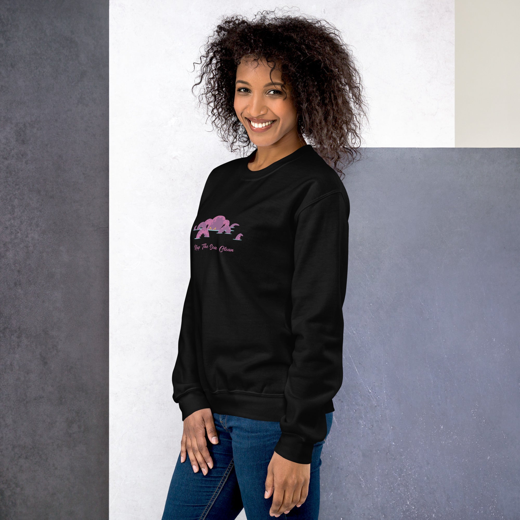 Sweat Unisexe à Col Rond Octopus Purple sur couleurs foncées