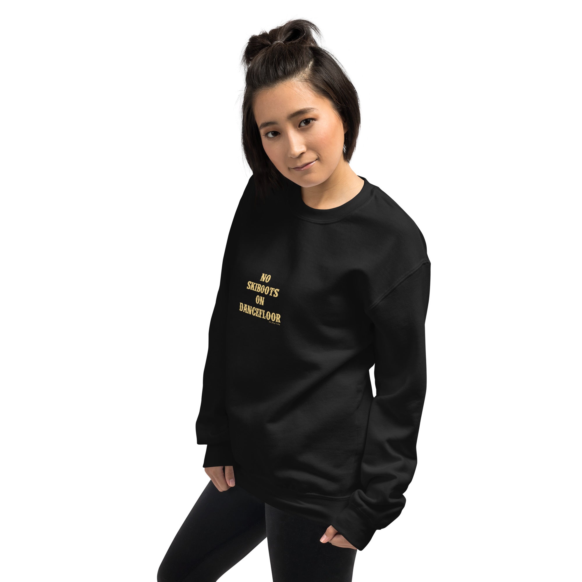 Unisex Sweatshirt No Skiboots on Dancefloor light text