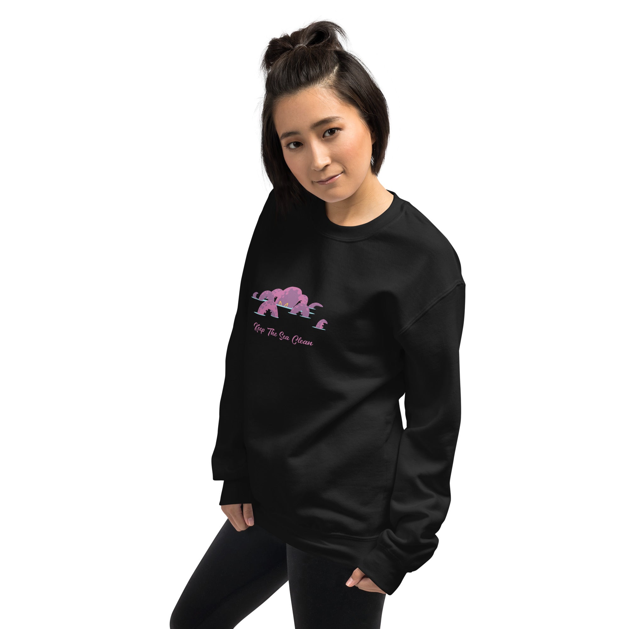 Sweat Unisexe à Col Rond Octopus Purple sur couleurs foncées