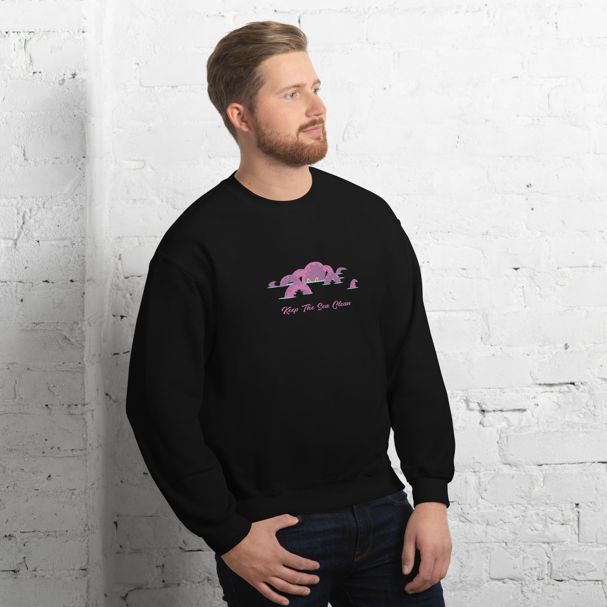 Sweat Unisexe à Col Rond Octopus Purple sur couleurs foncées