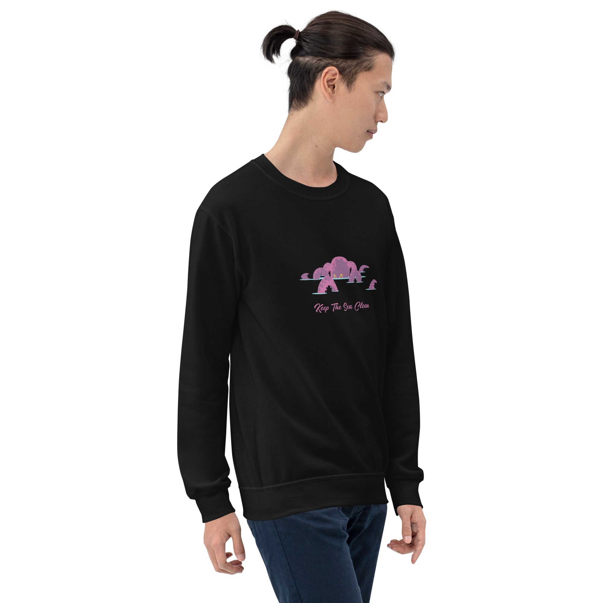 Sweat Unisexe à Col Rond Octopus Purple sur couleurs foncées