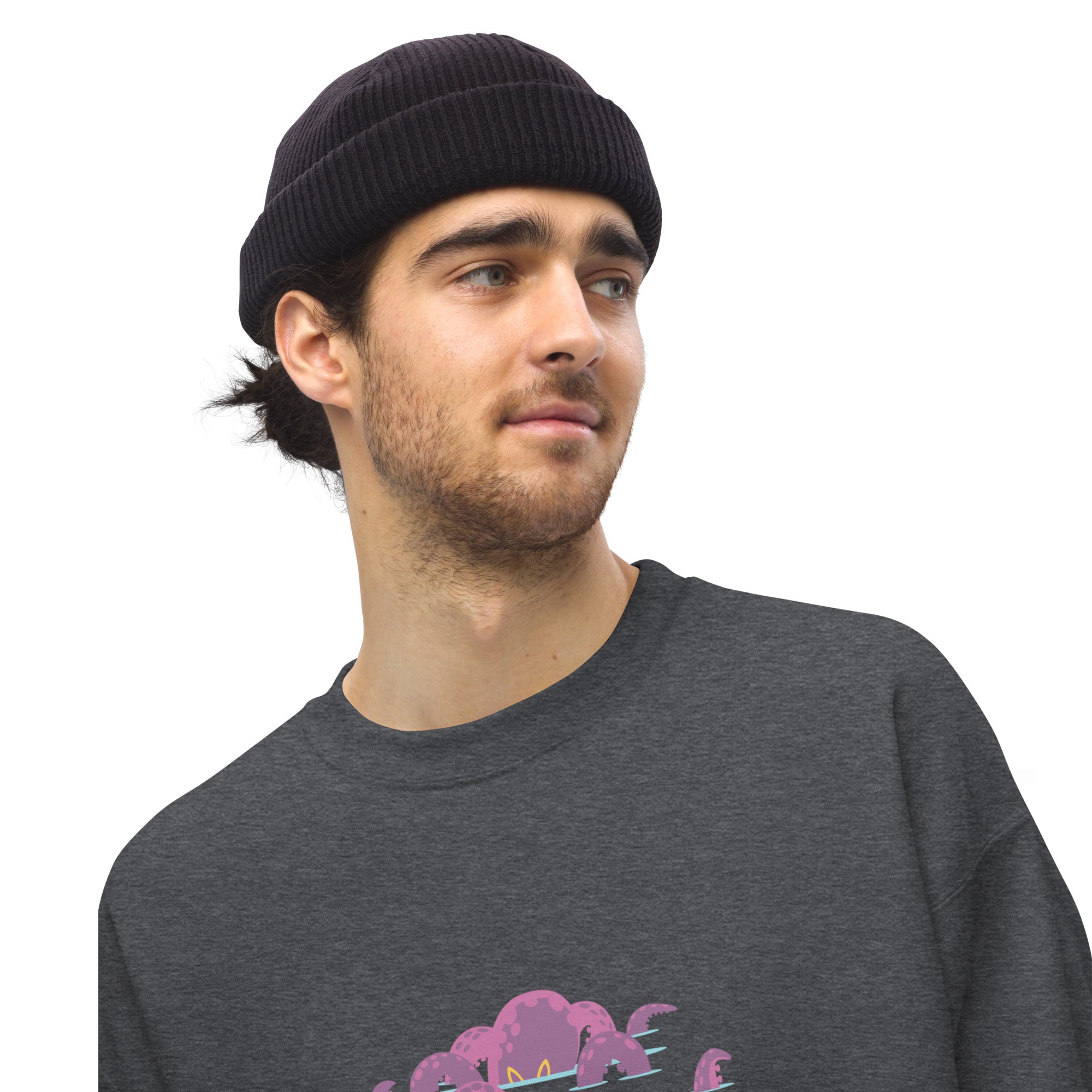 Sweat Unisexe à Col Rond Octopus Purple sur couleurs foncées