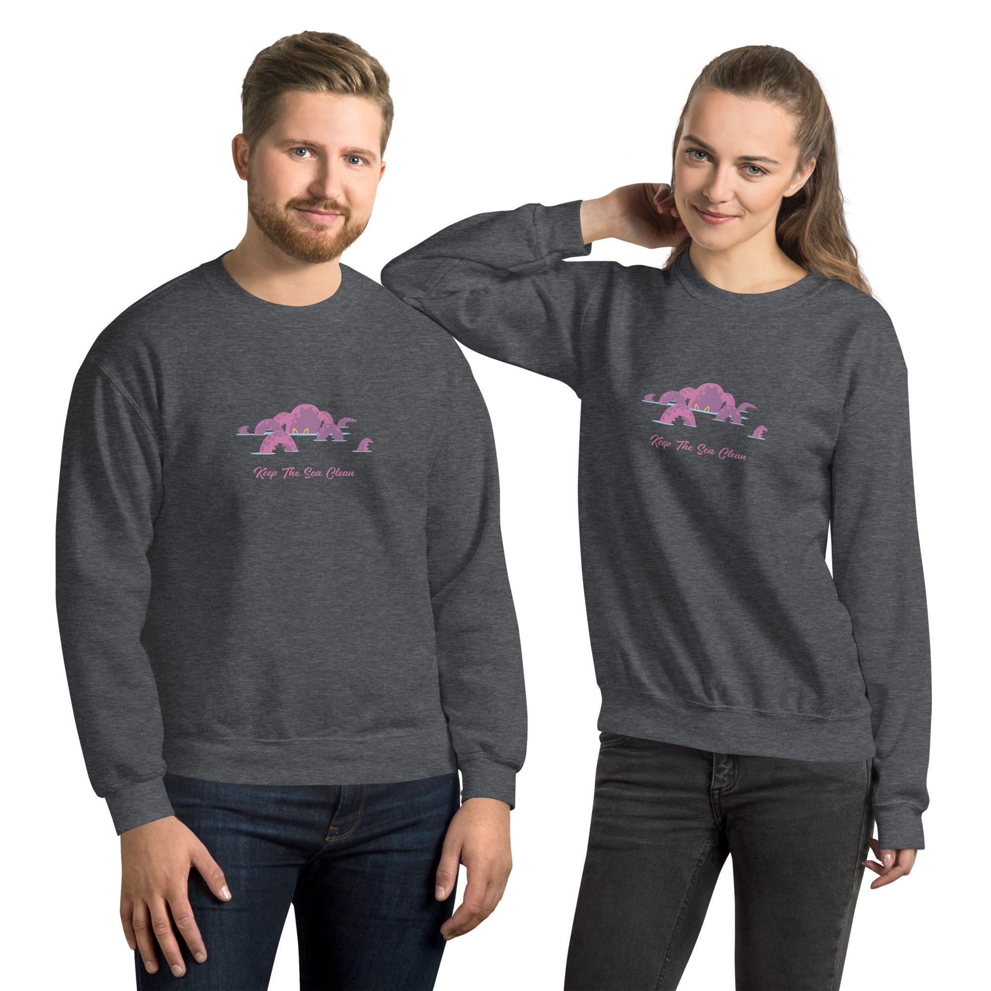 Sweat Unisexe à Col Rond Octopus Purple sur couleurs foncées