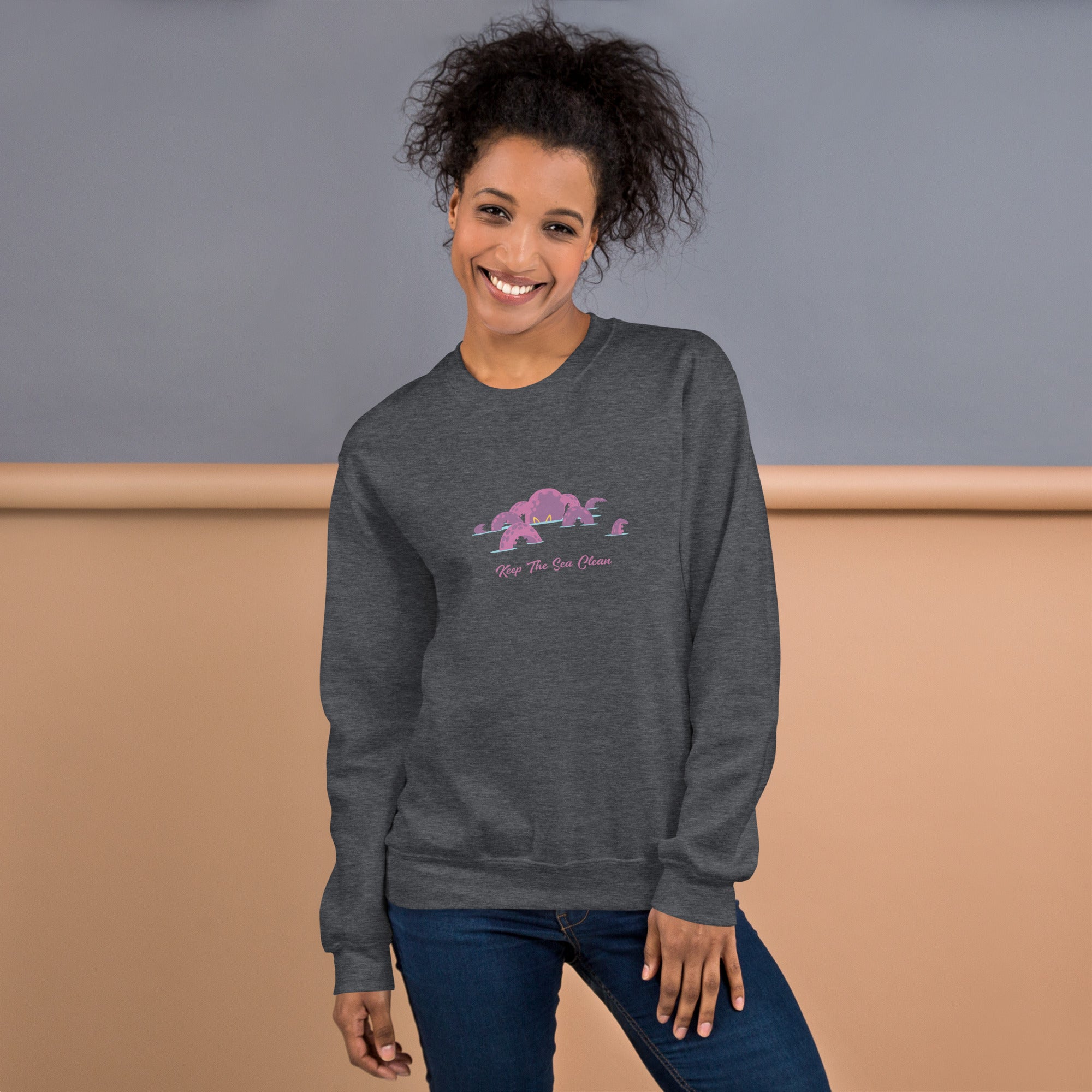 Sweat Unisexe à Col Rond Octopus Purple sur couleurs foncées