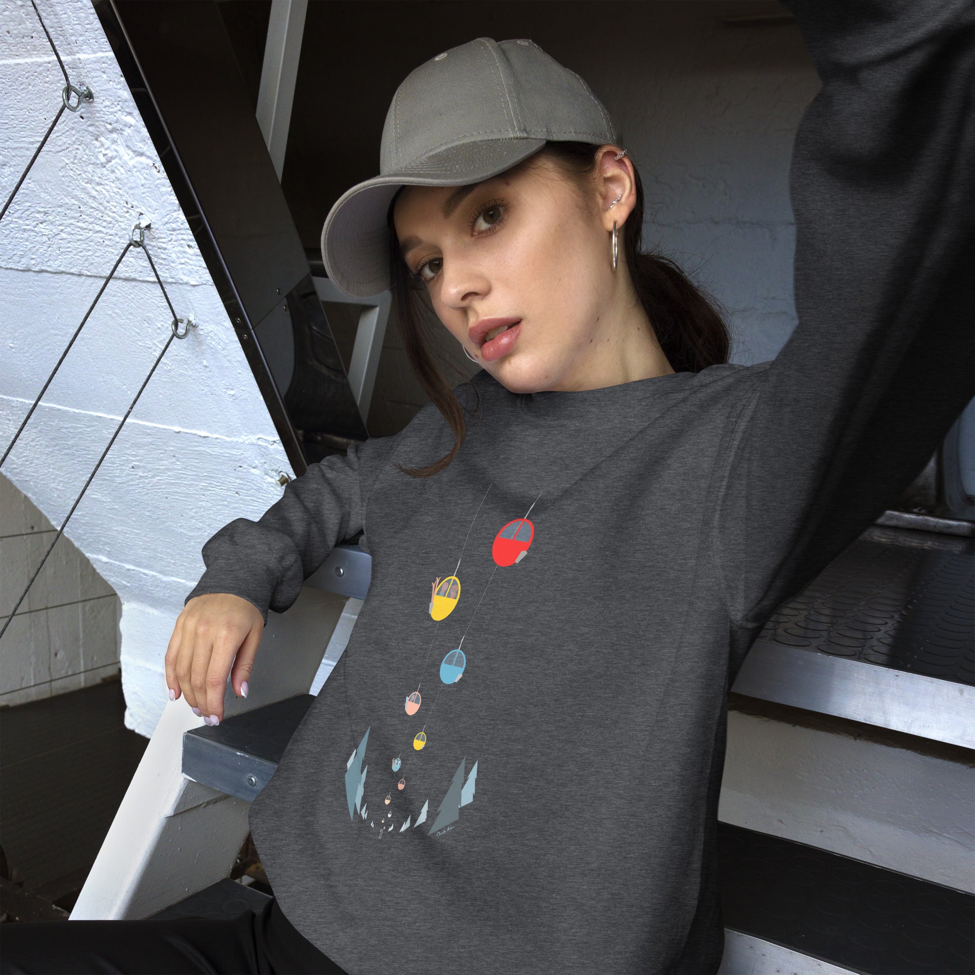 Unisex Sweatshirt Gondolas in the mist on dark colors