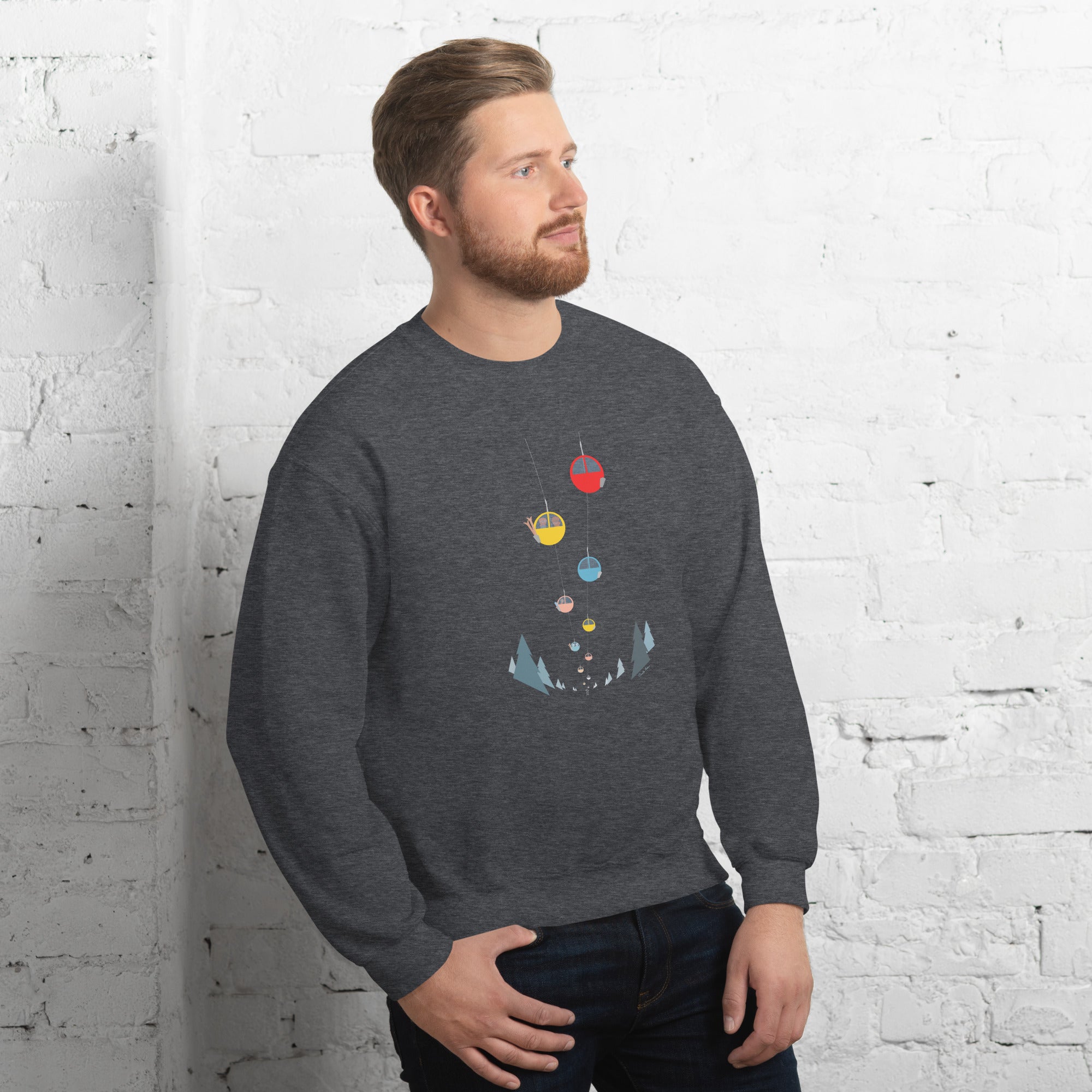 Unisex Sweatshirt Gondolas in the mist on dark colors