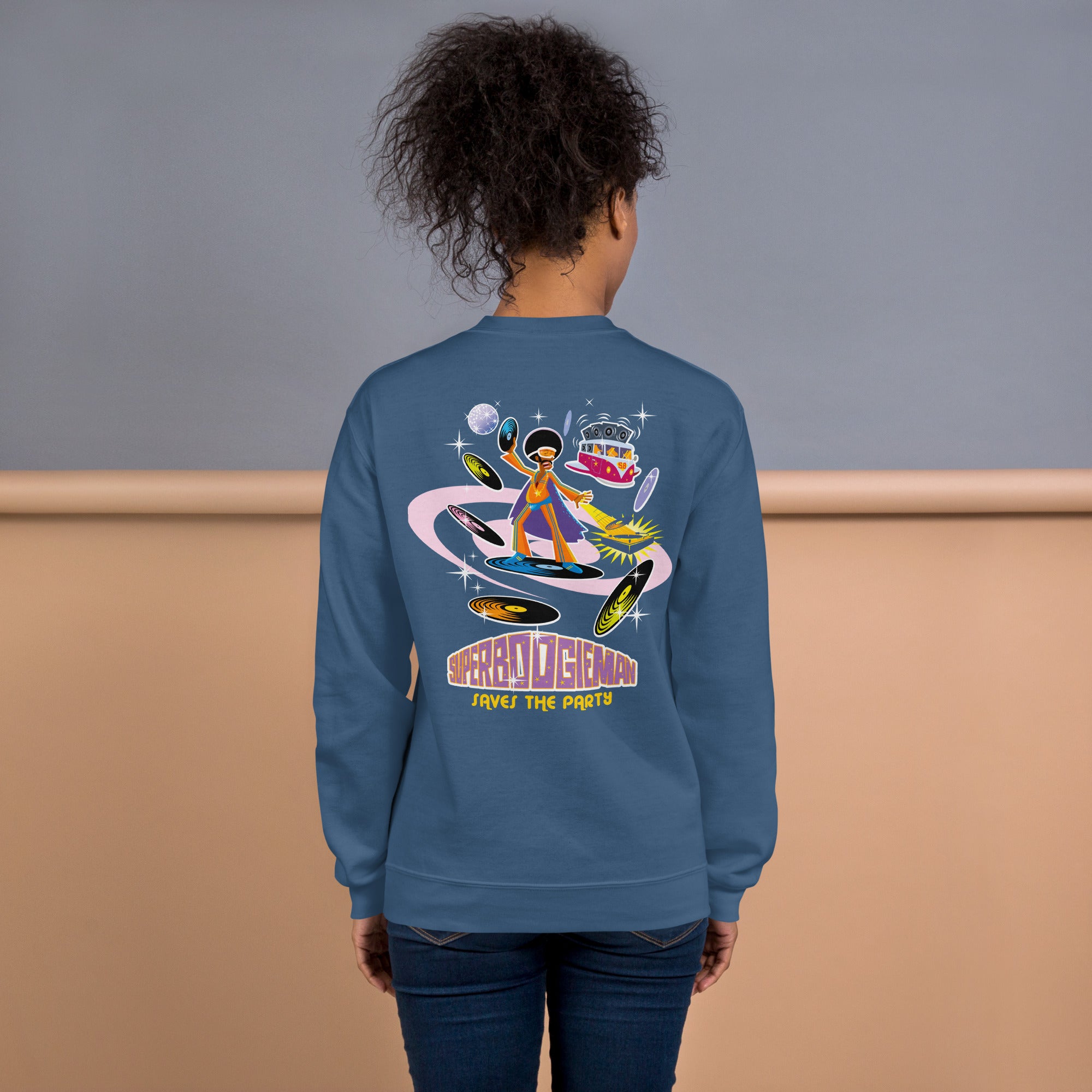 Unisex Sweatshirt Superboogieman on dark colors (front & back)