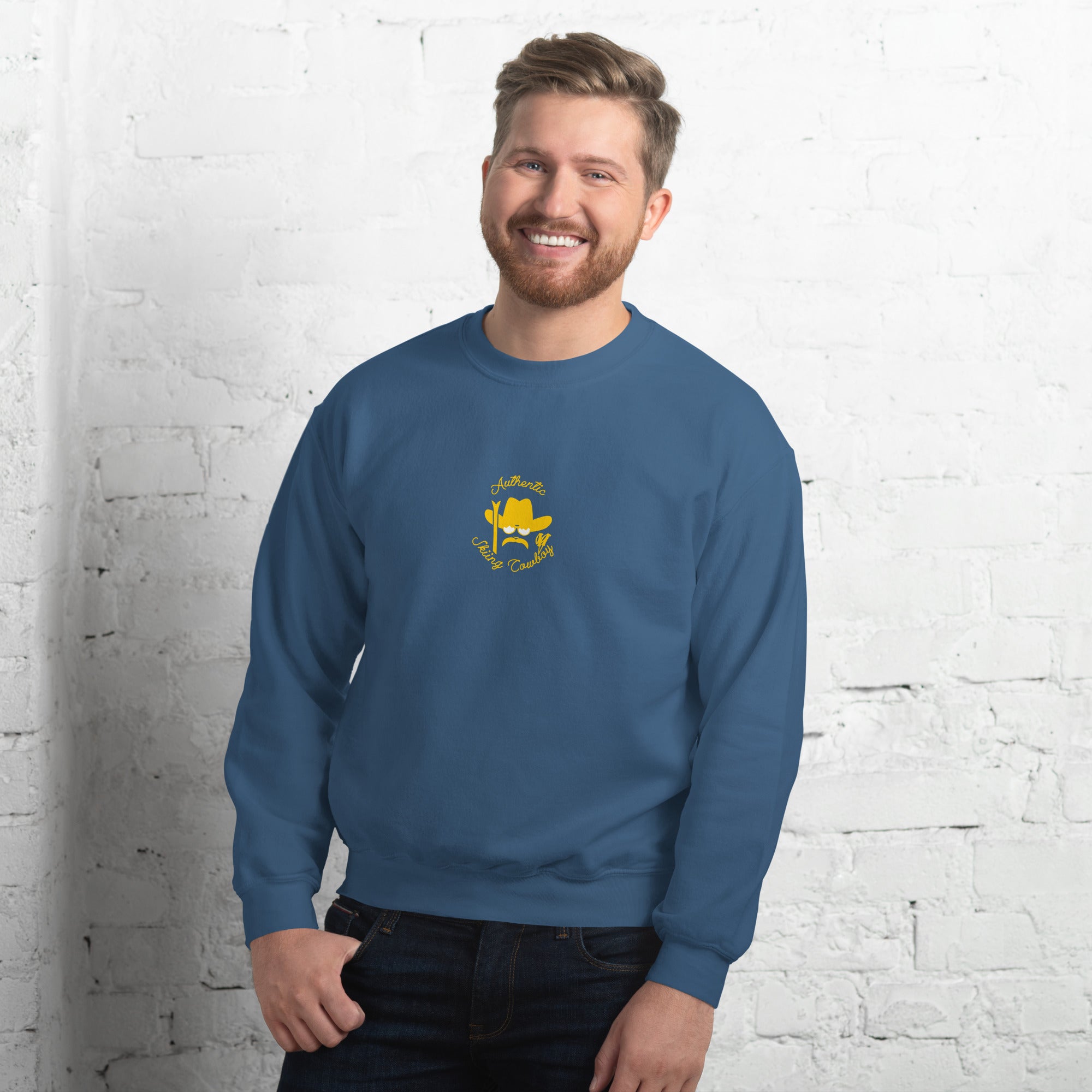 Unisex Sweatshirt Authentic Skiing Cowboy Gold