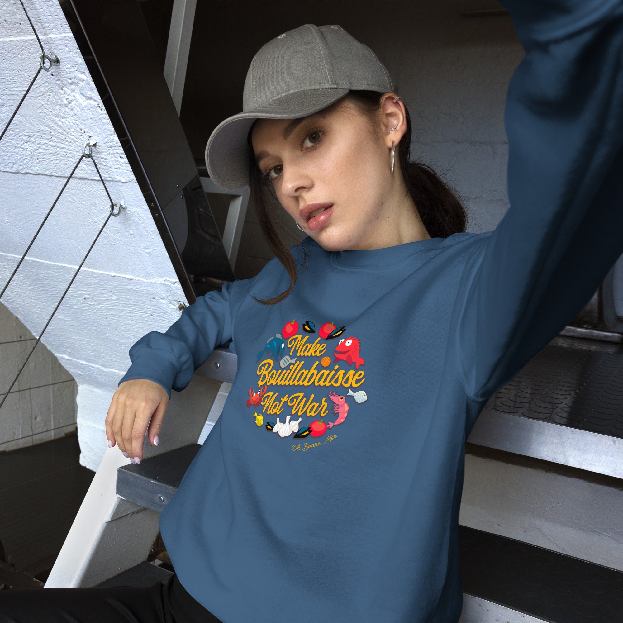 Unisex Sweatshirt Make Bouillabaisse Not War on dark colors