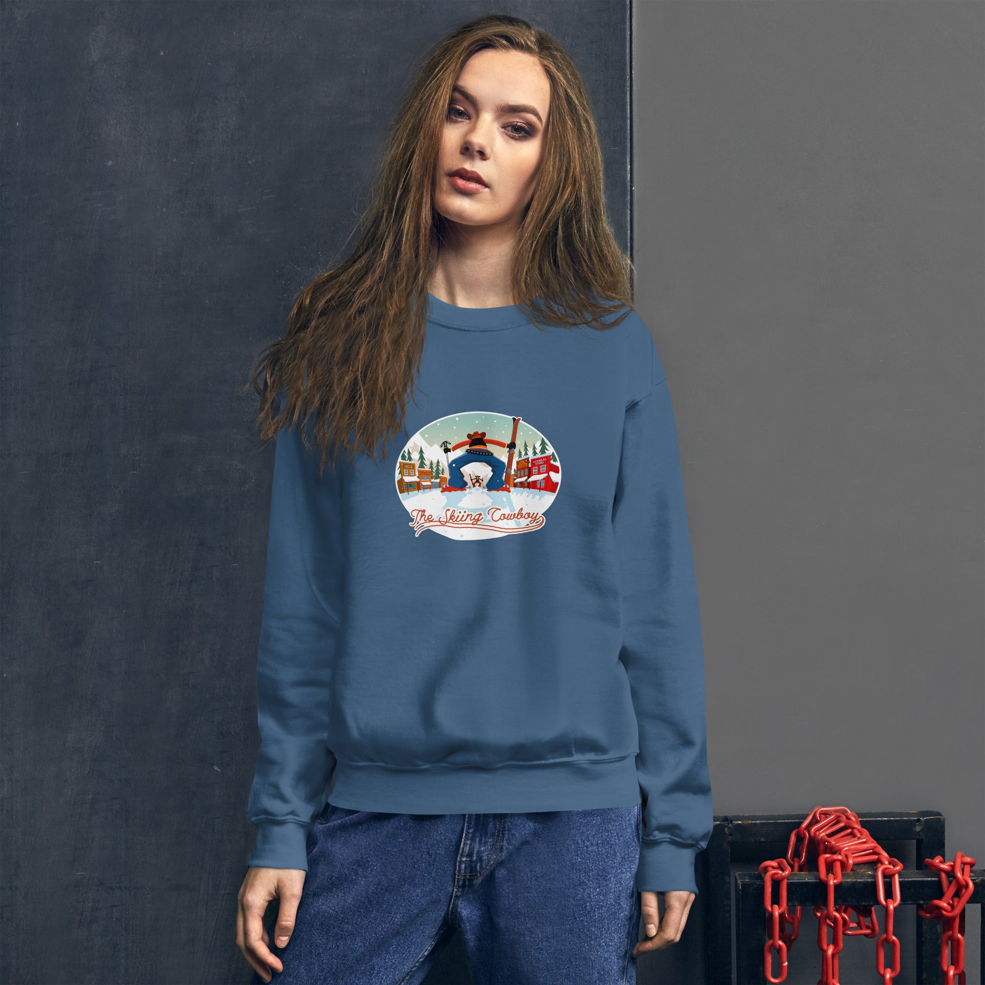 Unisex Sweatshirt Ski Fight at OK Corral on dark colors (front & back)