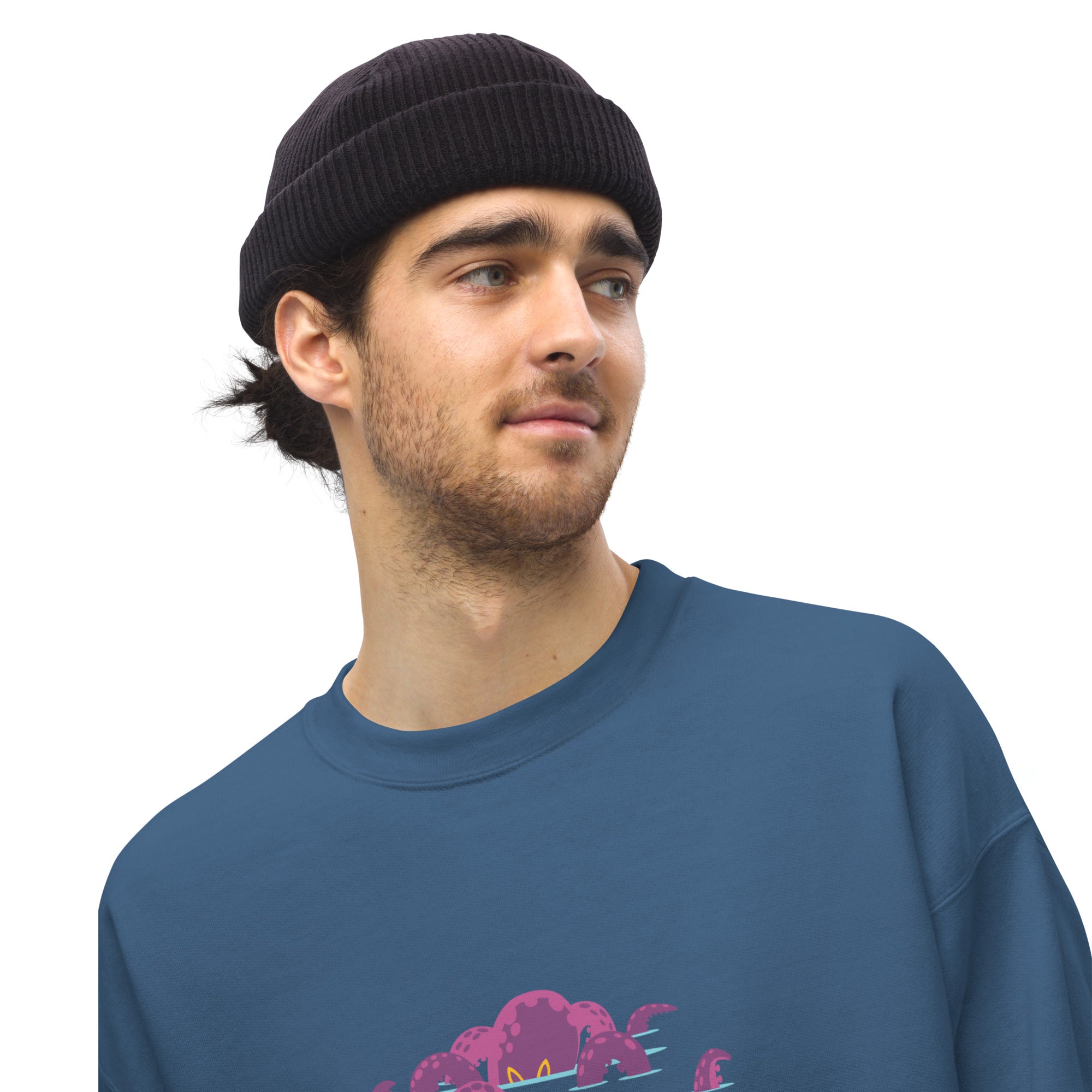 Sweat Unisexe à Col Rond Octopus Purple sur couleurs foncées