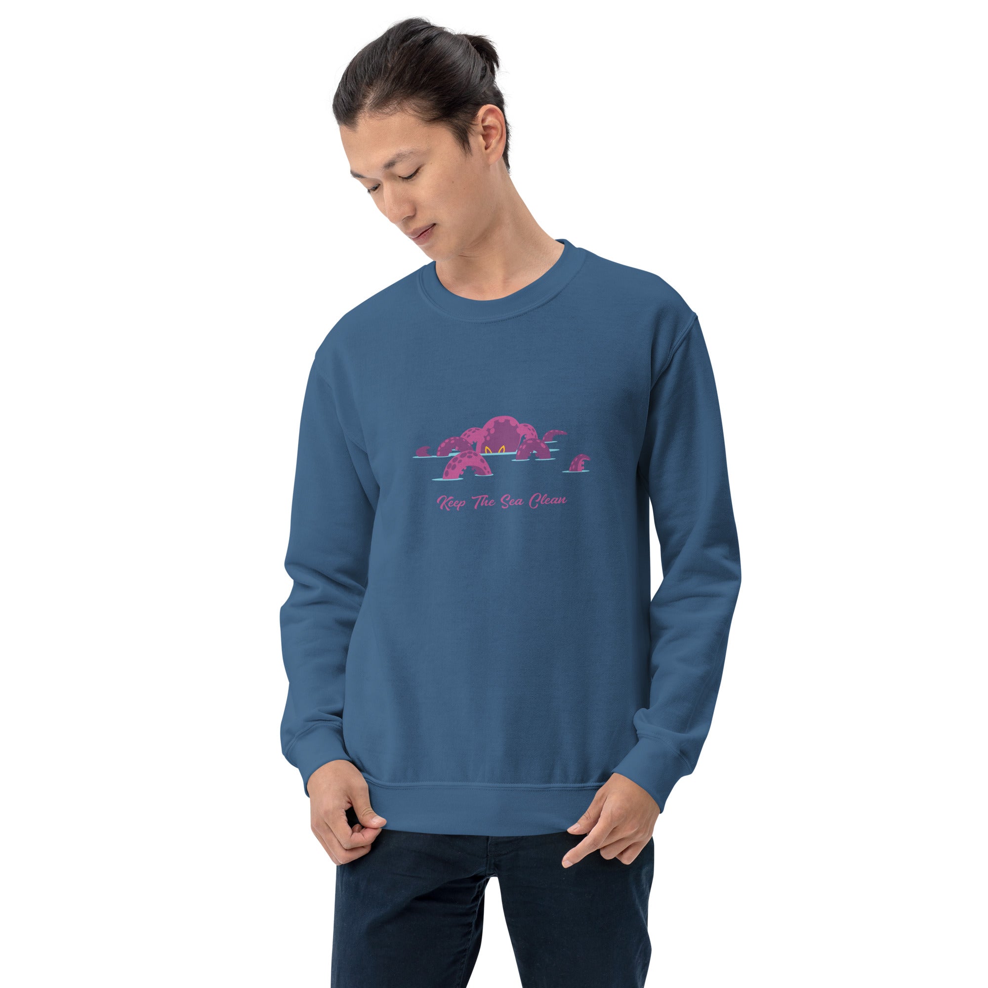 Sweat Unisexe à Col Rond Octopus Purple sur couleurs foncées