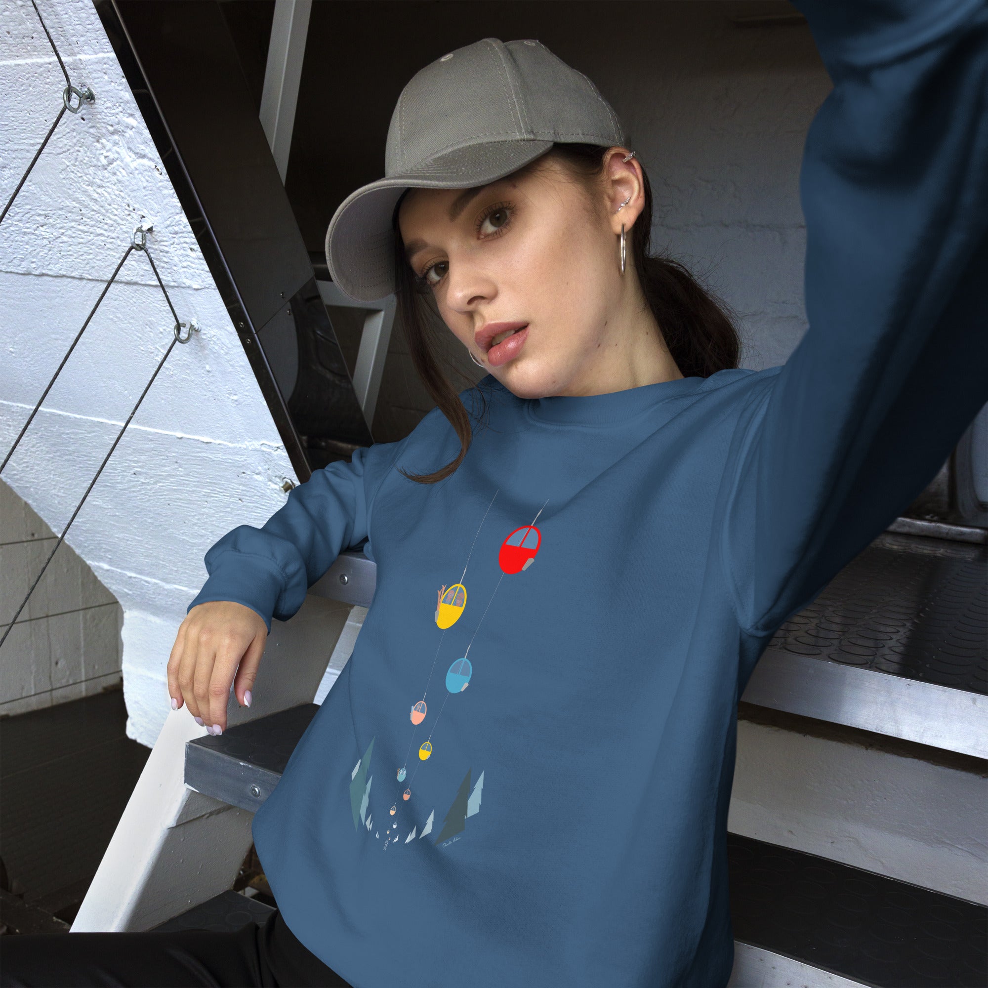 Unisex Sweatshirt Gondolas in the mist on dark colors