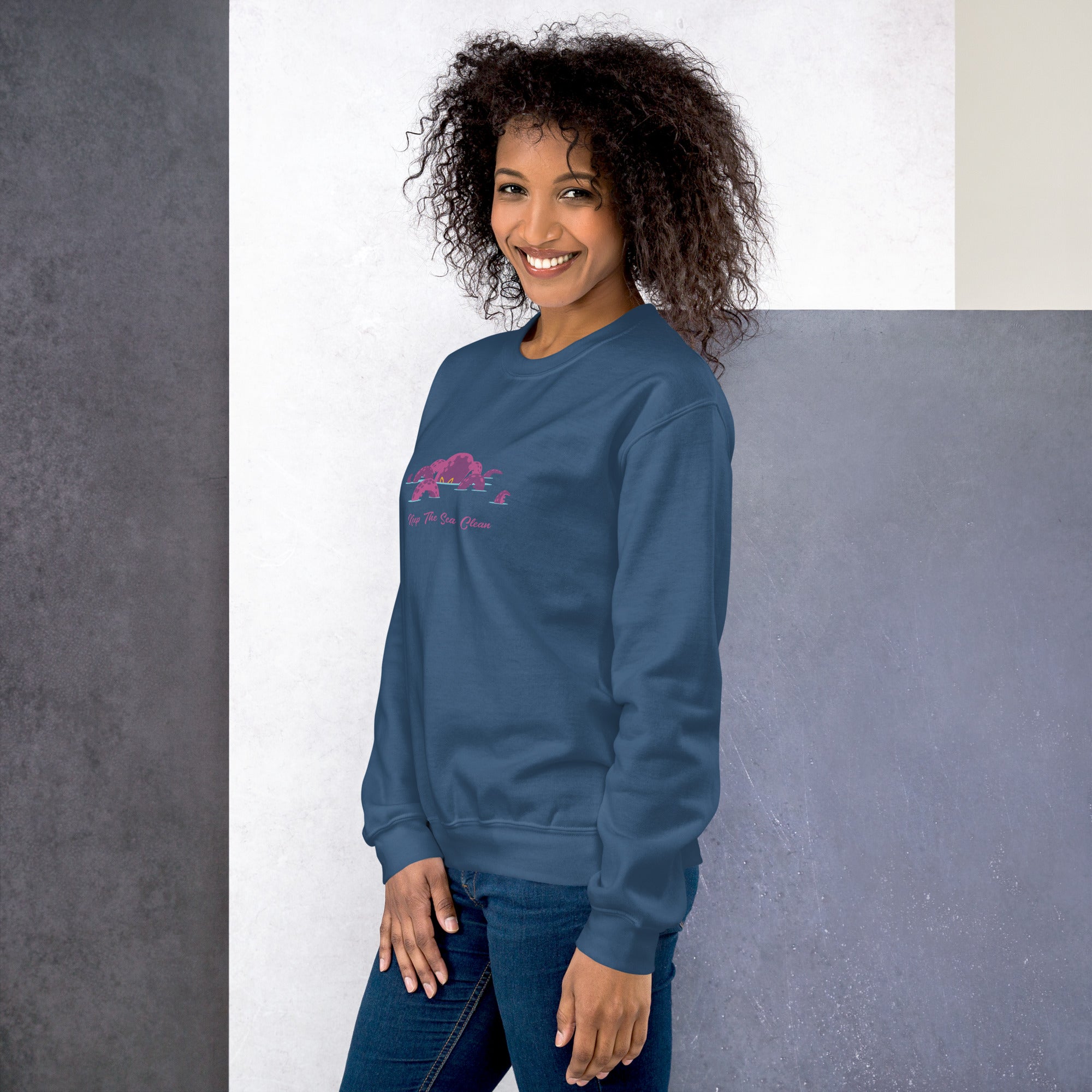 Sweat Unisexe à Col Rond Octopus Purple sur couleurs foncées