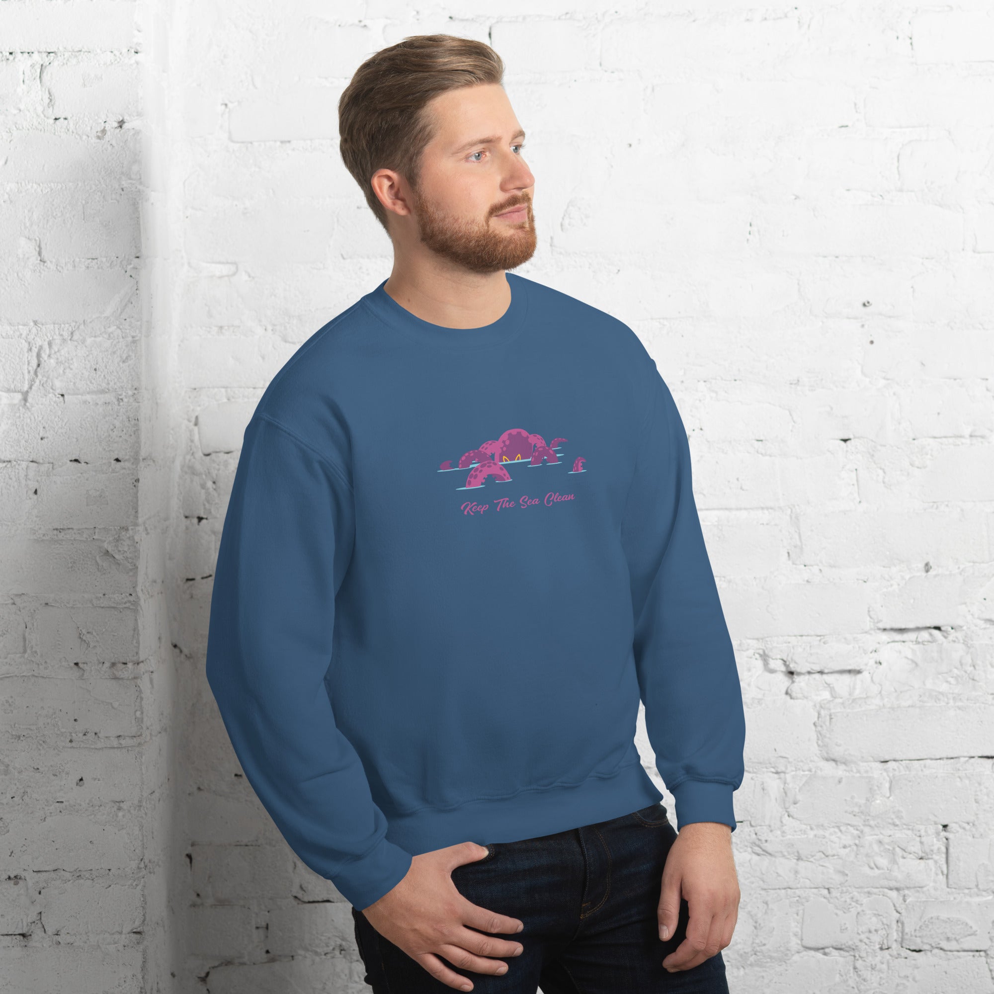 Sweat Unisexe à Col Rond Octopus Purple sur couleurs foncées