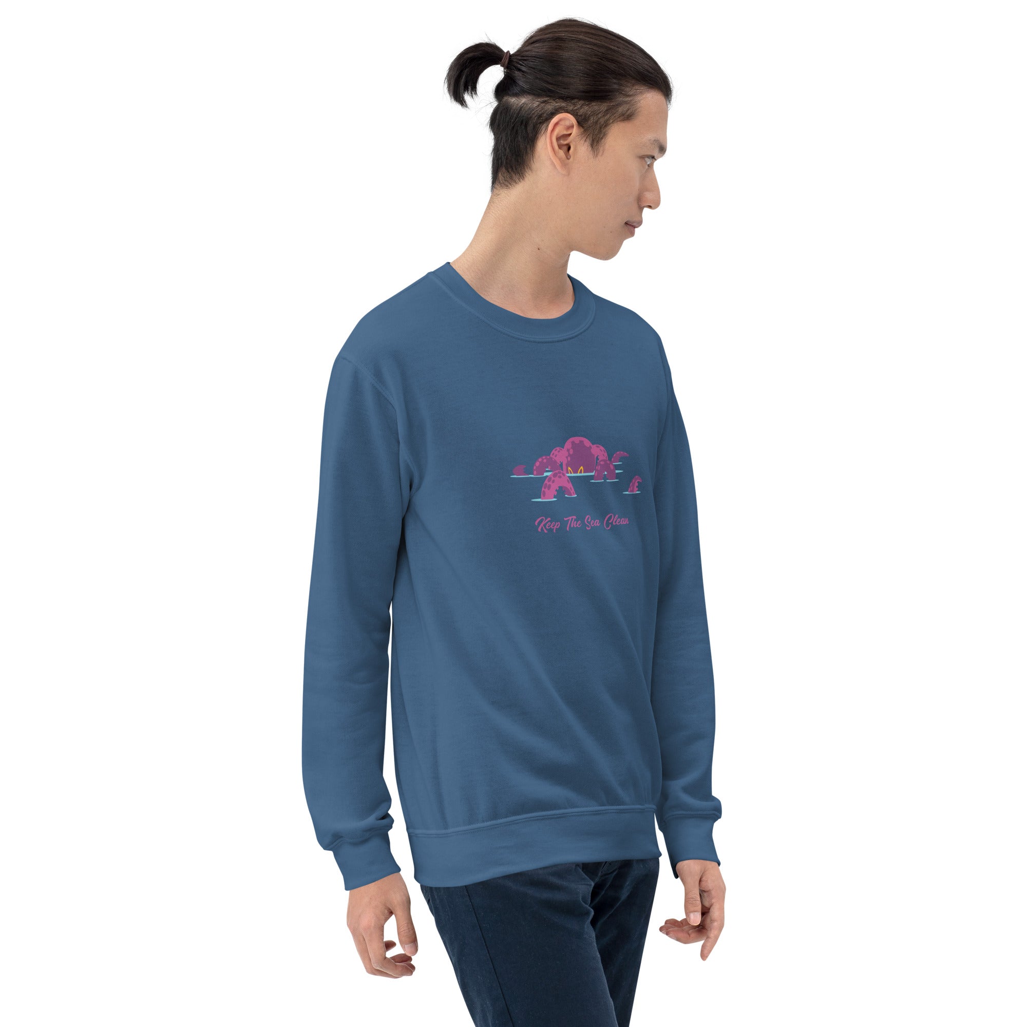 Sweat Unisexe à Col Rond Octopus Purple sur couleurs foncées