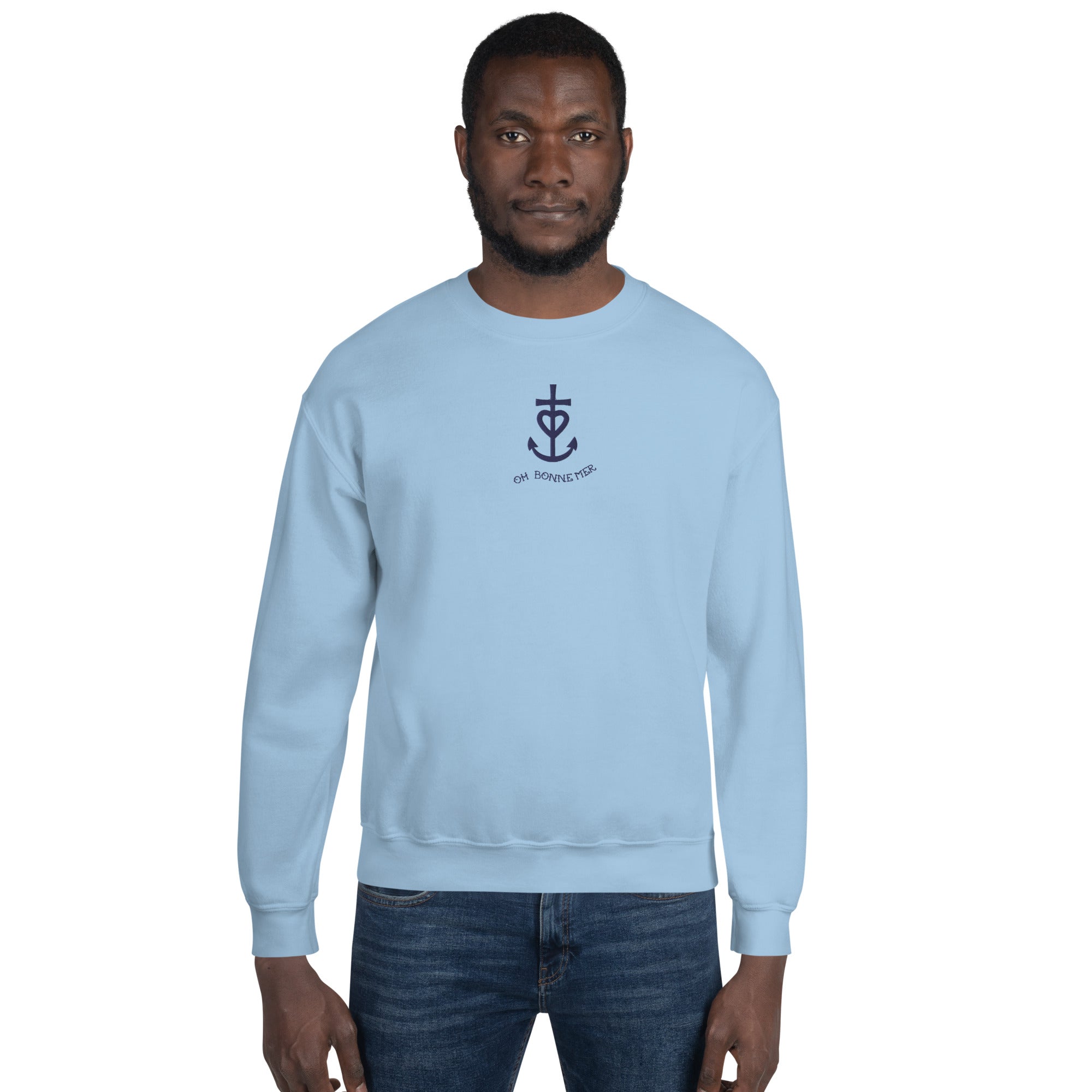 Unisex Sweatshirt Croix de Camargue Oh Bonne Mer Navy embroidered pattern