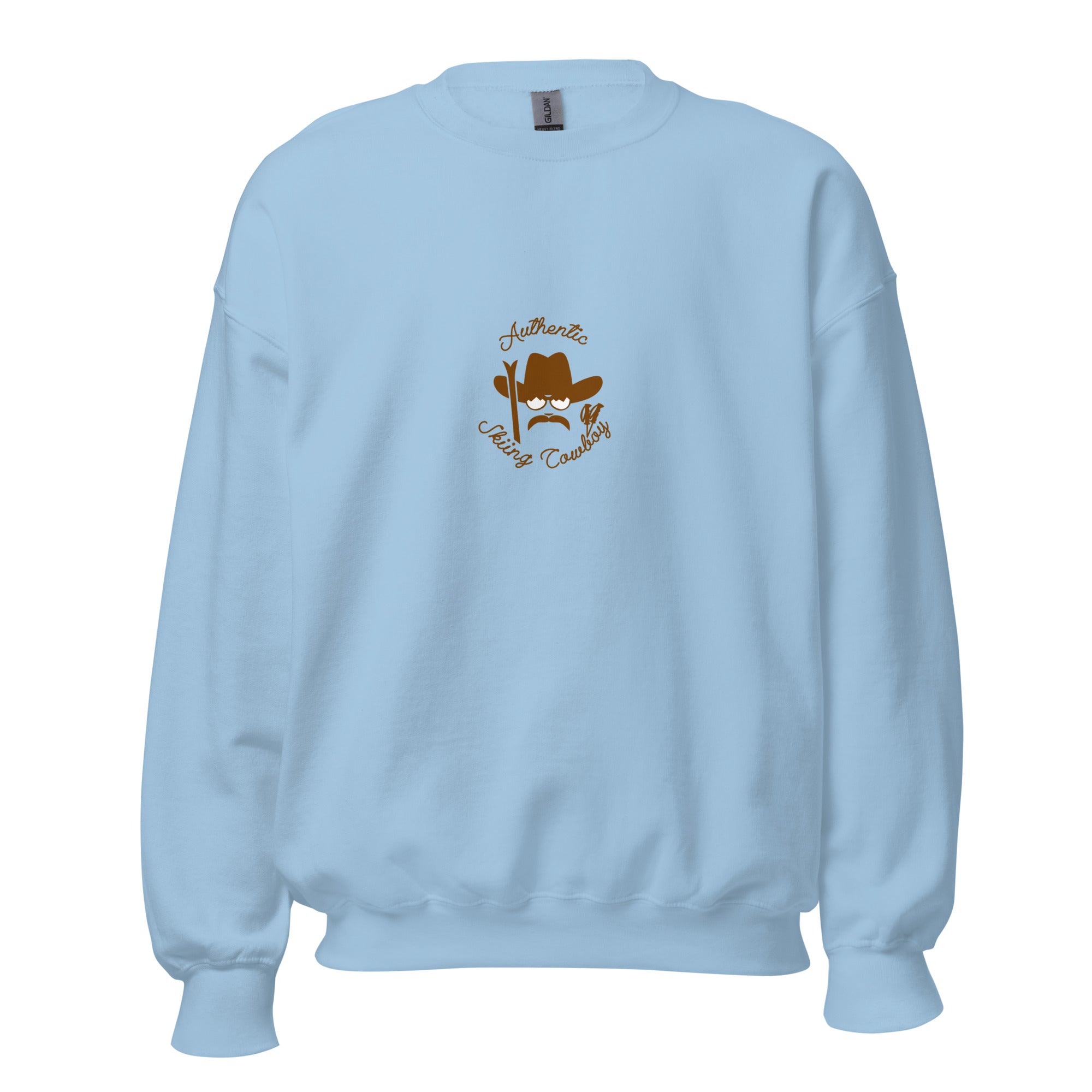 Sweat Unisexe à Col Rond Authentic Skiing Cowboy Brown