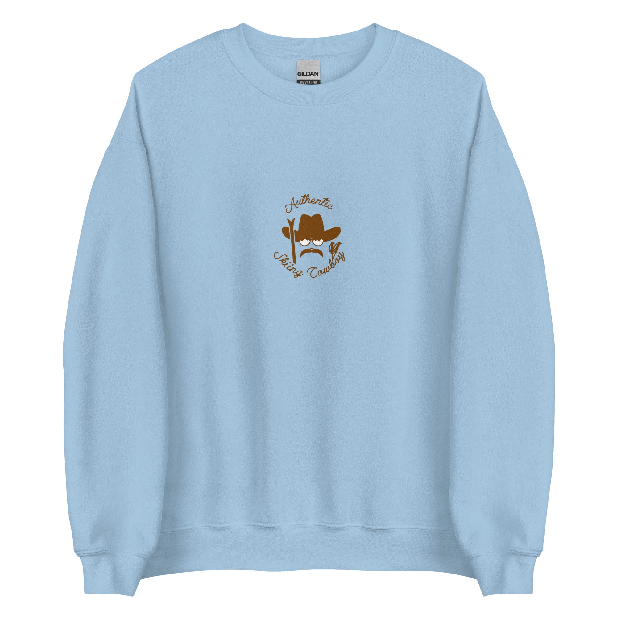 Sweat Unisexe à Col Rond Authentic Skiing Cowboy Brown