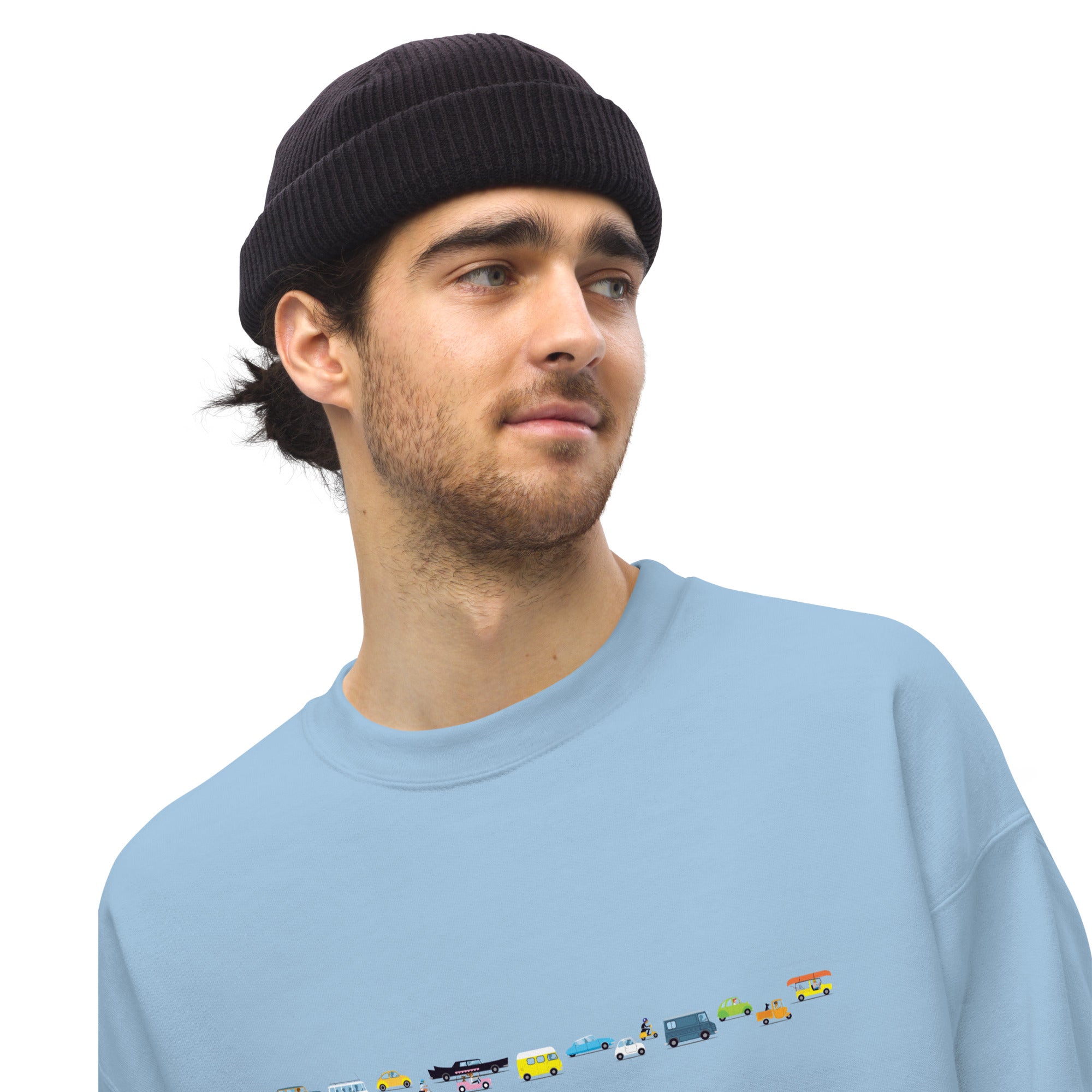 Sweat Unisexe à Col Rond Vintage Cars Traffic Jam sur couleurs claires