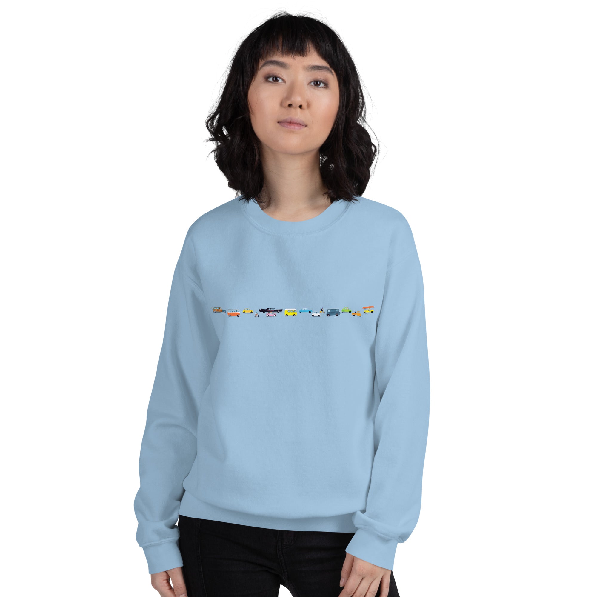 Unisex Sweatshirt Vintage Cars Traffic Jam on light colors