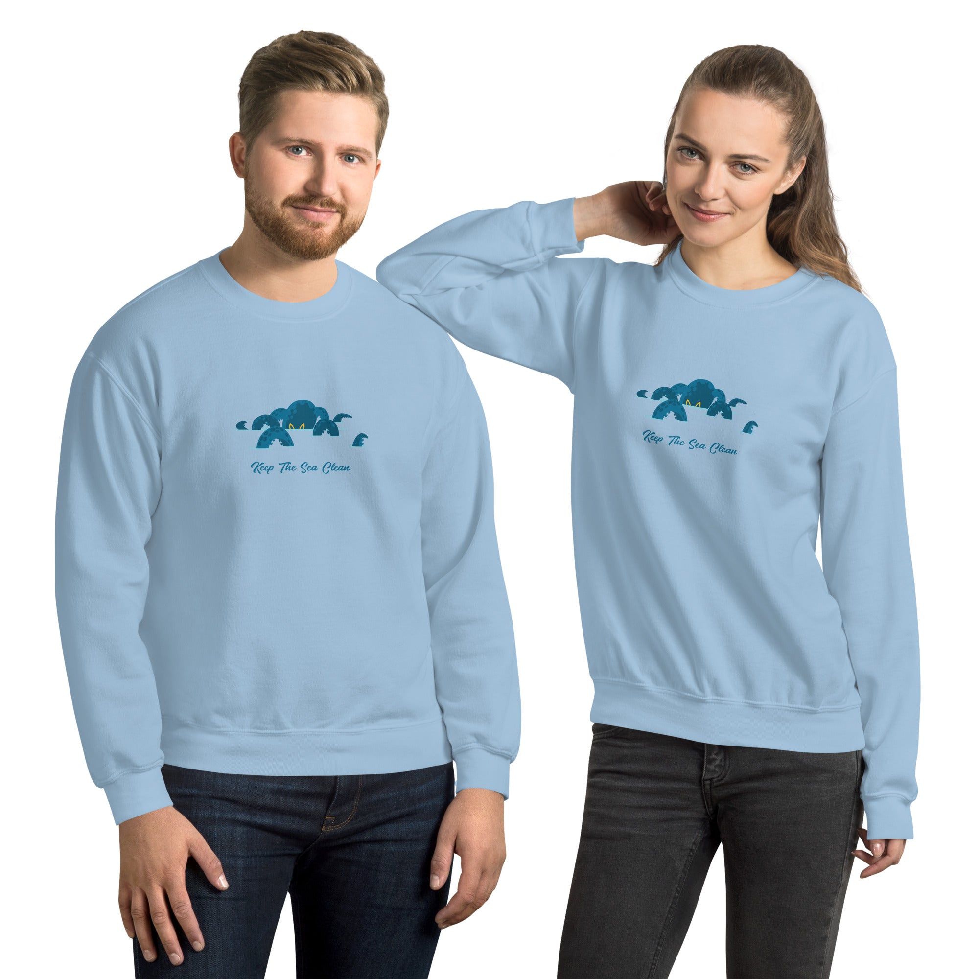 Sweat Unisexe à Col Rond Octopus Blue sur couleurs claires