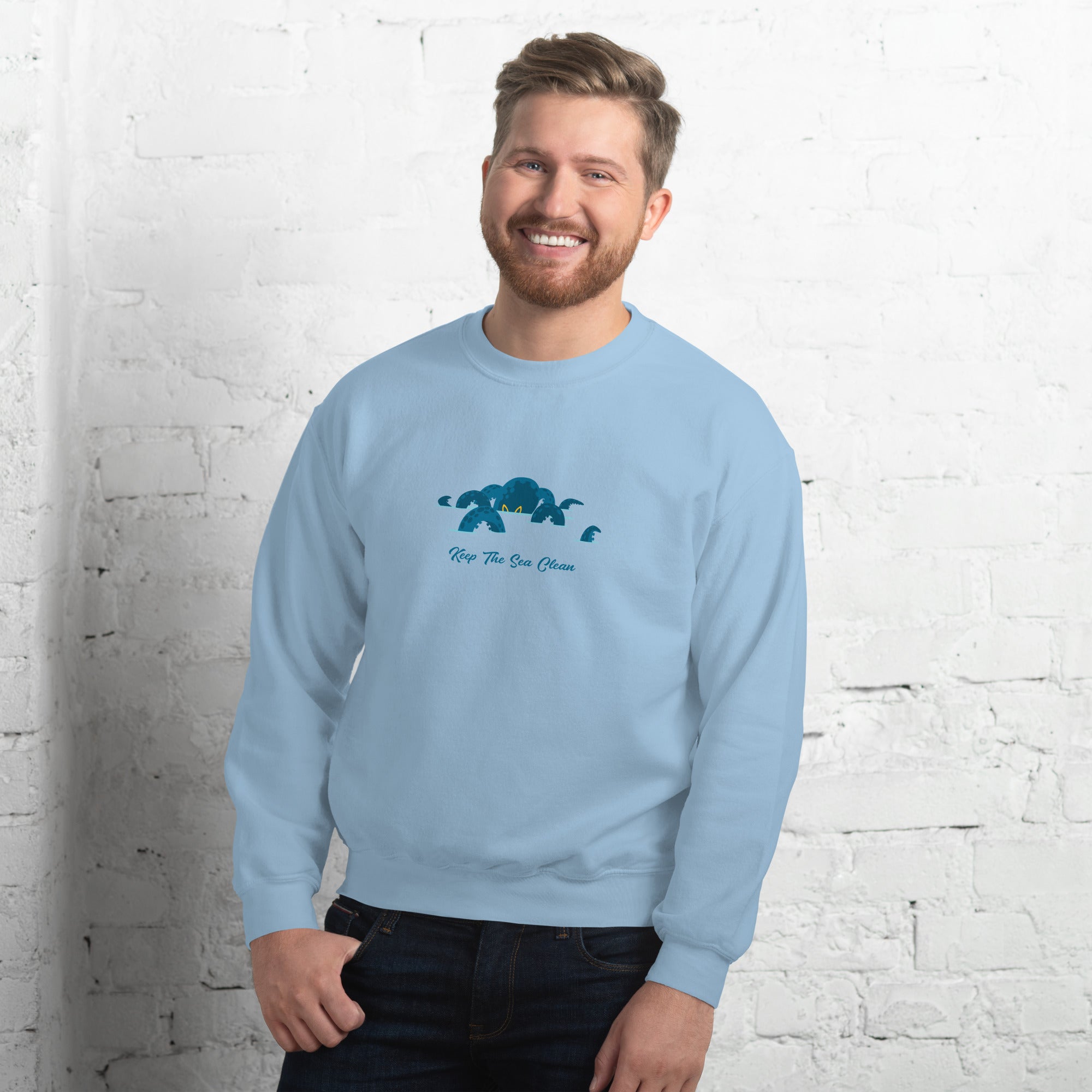 Sweat Unisexe à Col Rond Octopus Blue sur couleurs claires